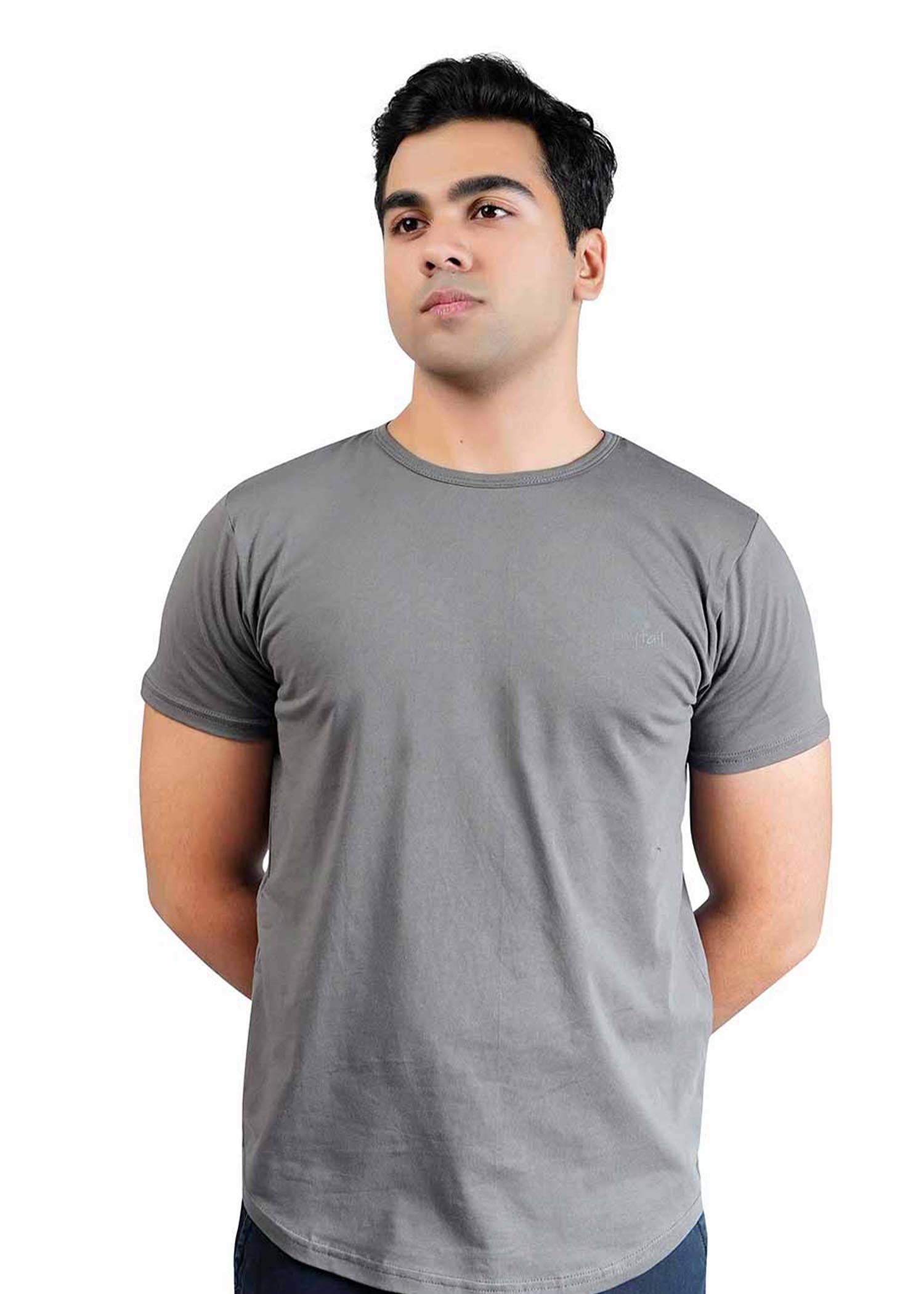 single jersey knit T Shirt in Grey