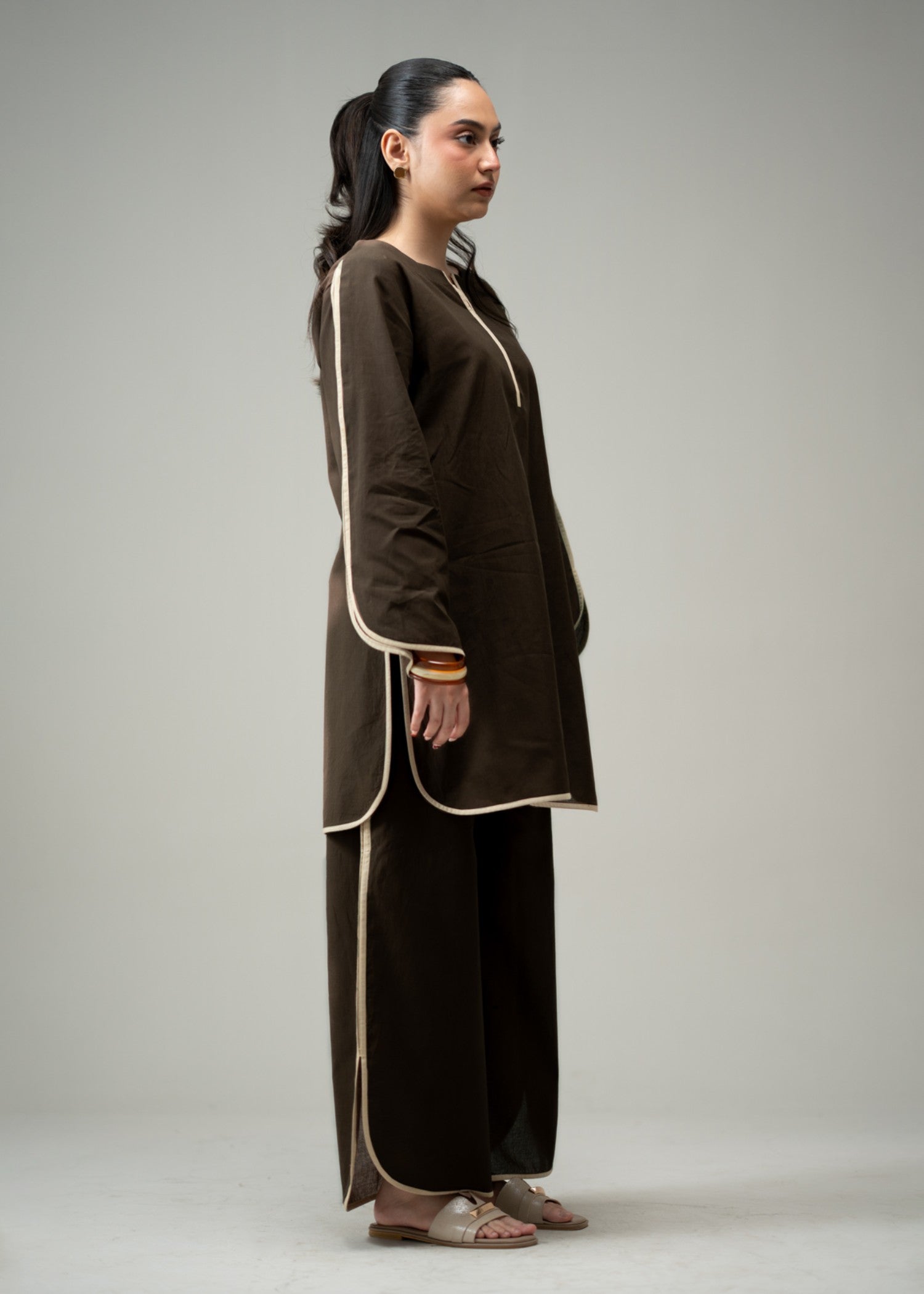 pure cotton Co Ord Sets in Dark brown