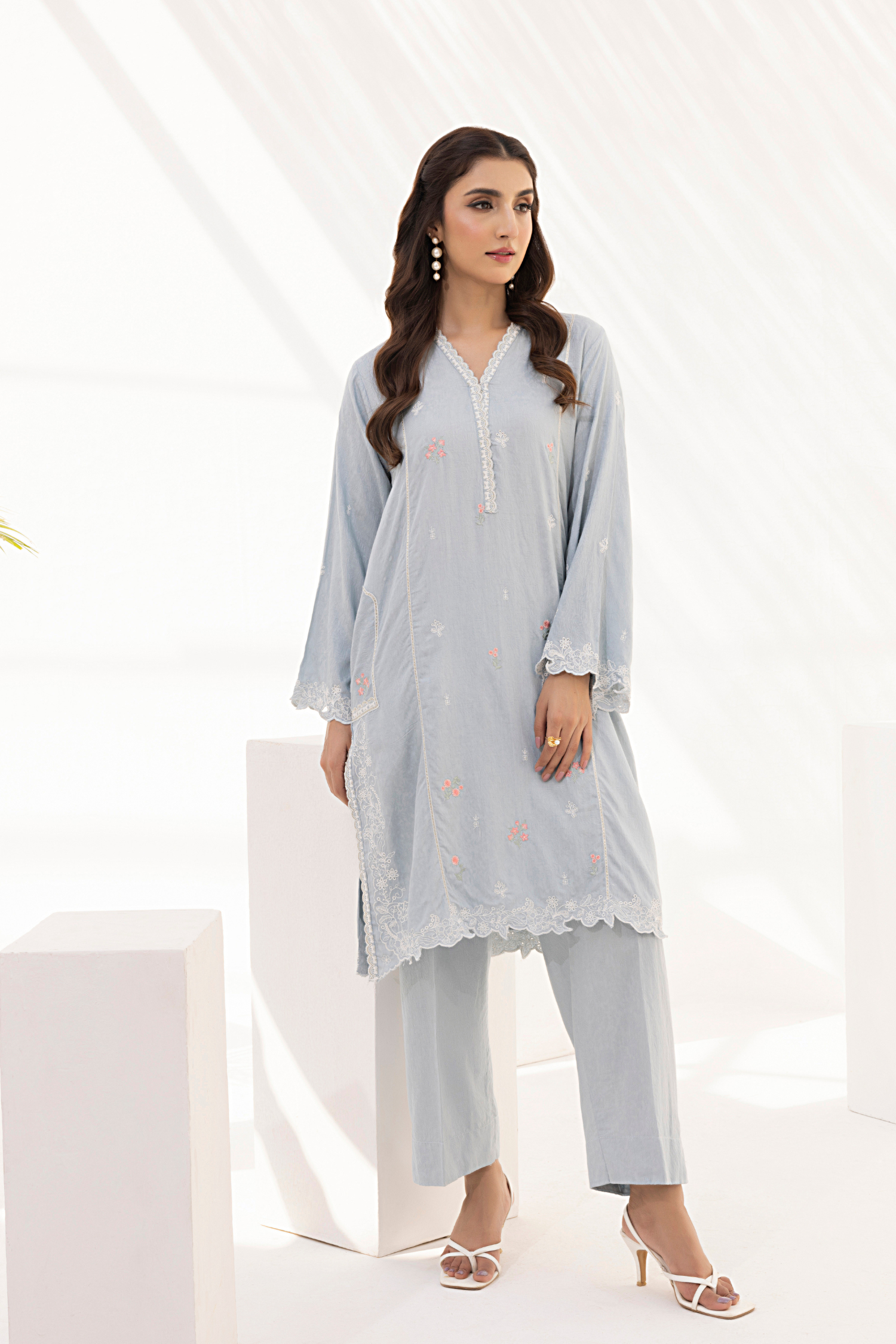 viscose Kurta Set in Slate grey