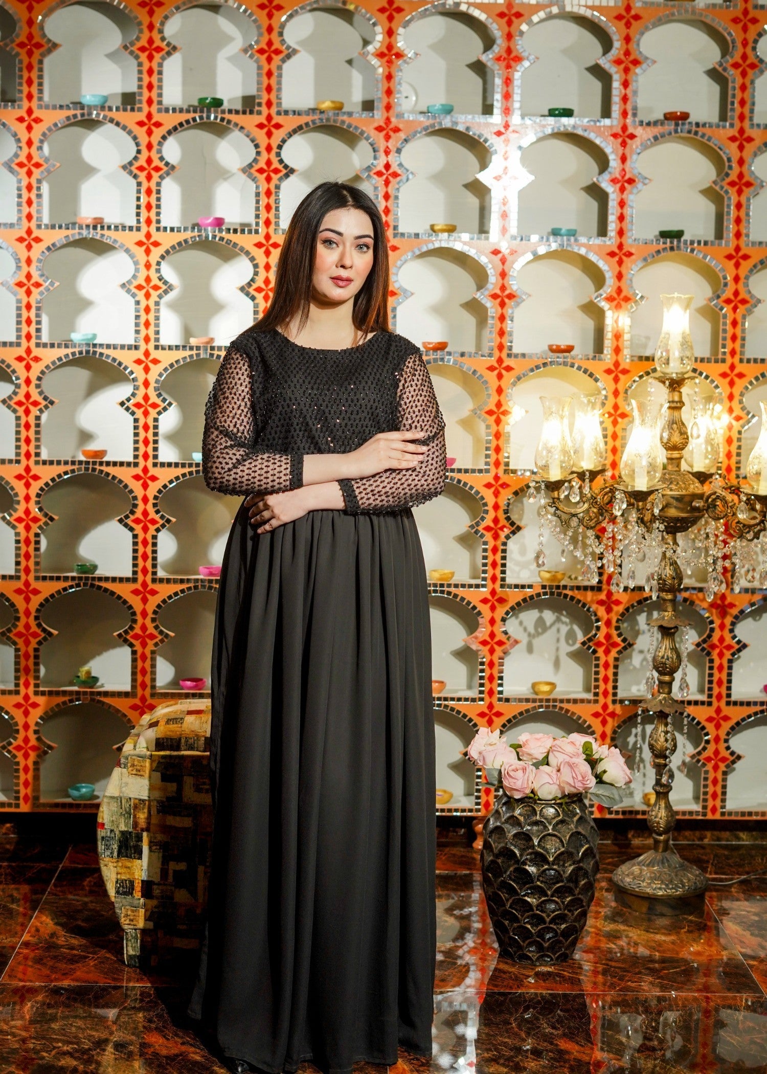 georgette Maxi in Black