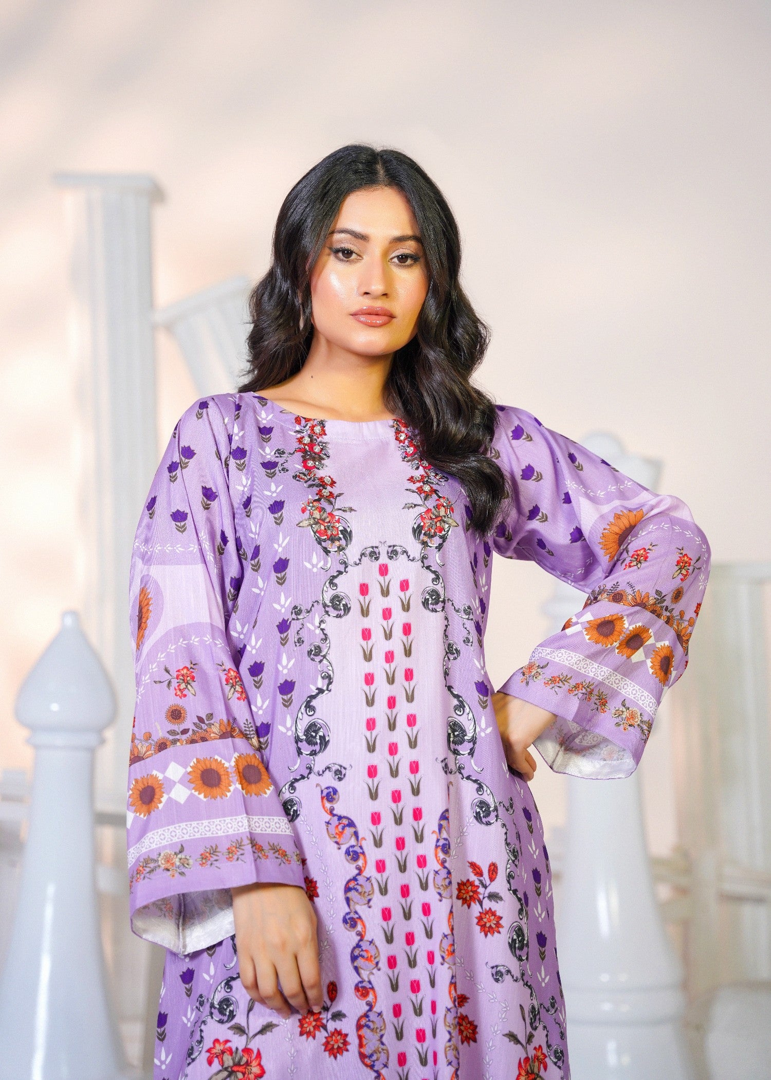 pk raw silk Kaftan in Lilac
