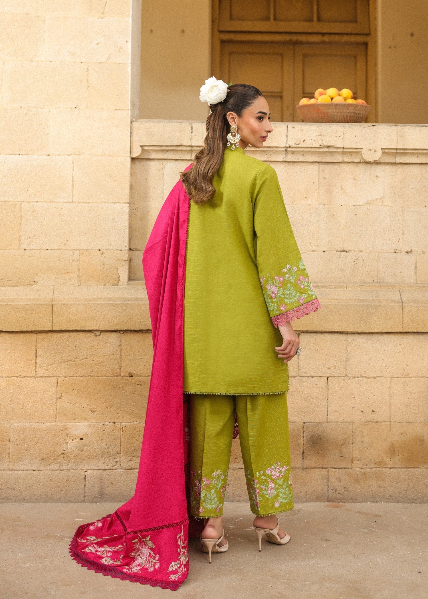 khaddar Unstitched in Apple green