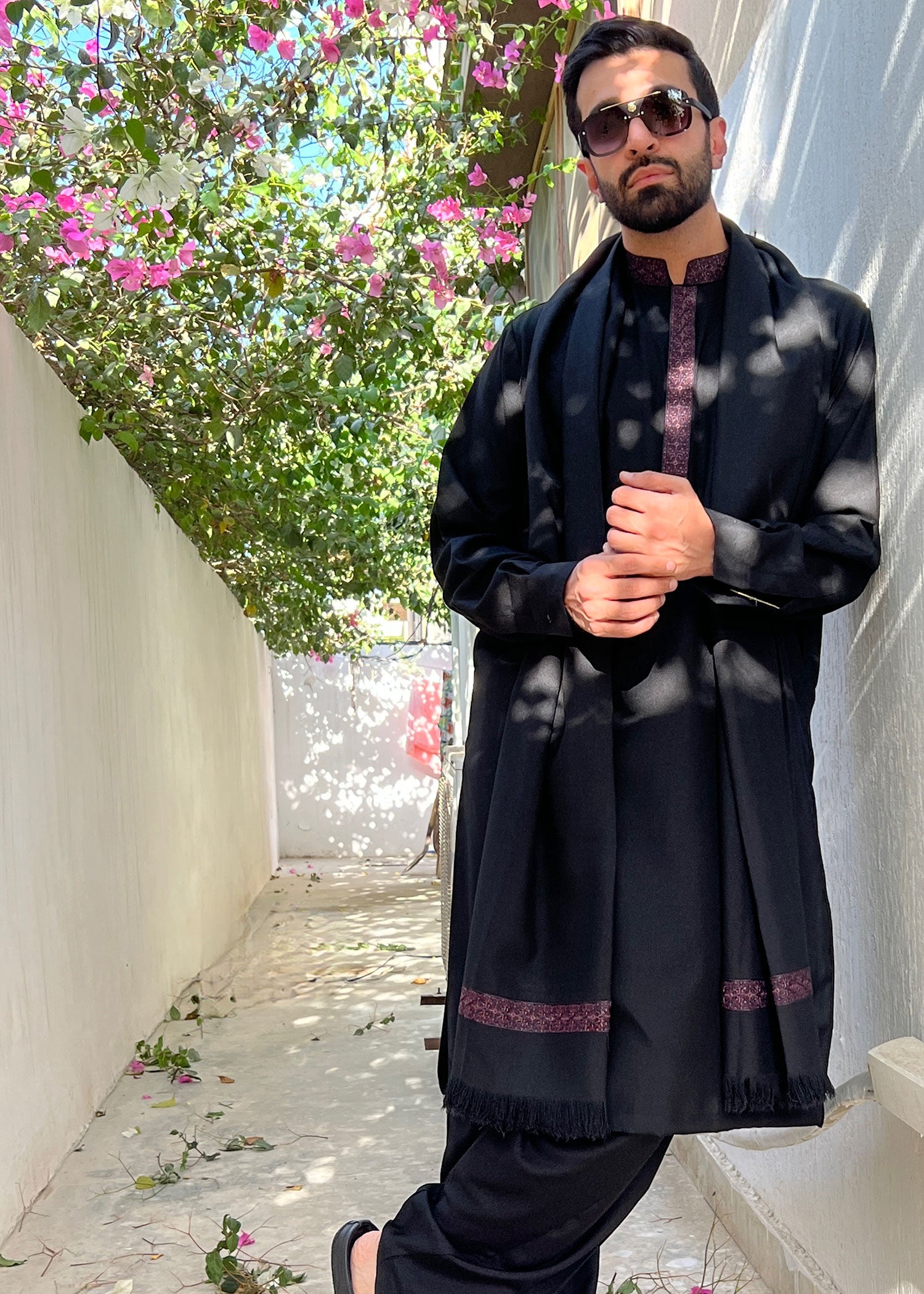 wool Shalwar Kameez in Black