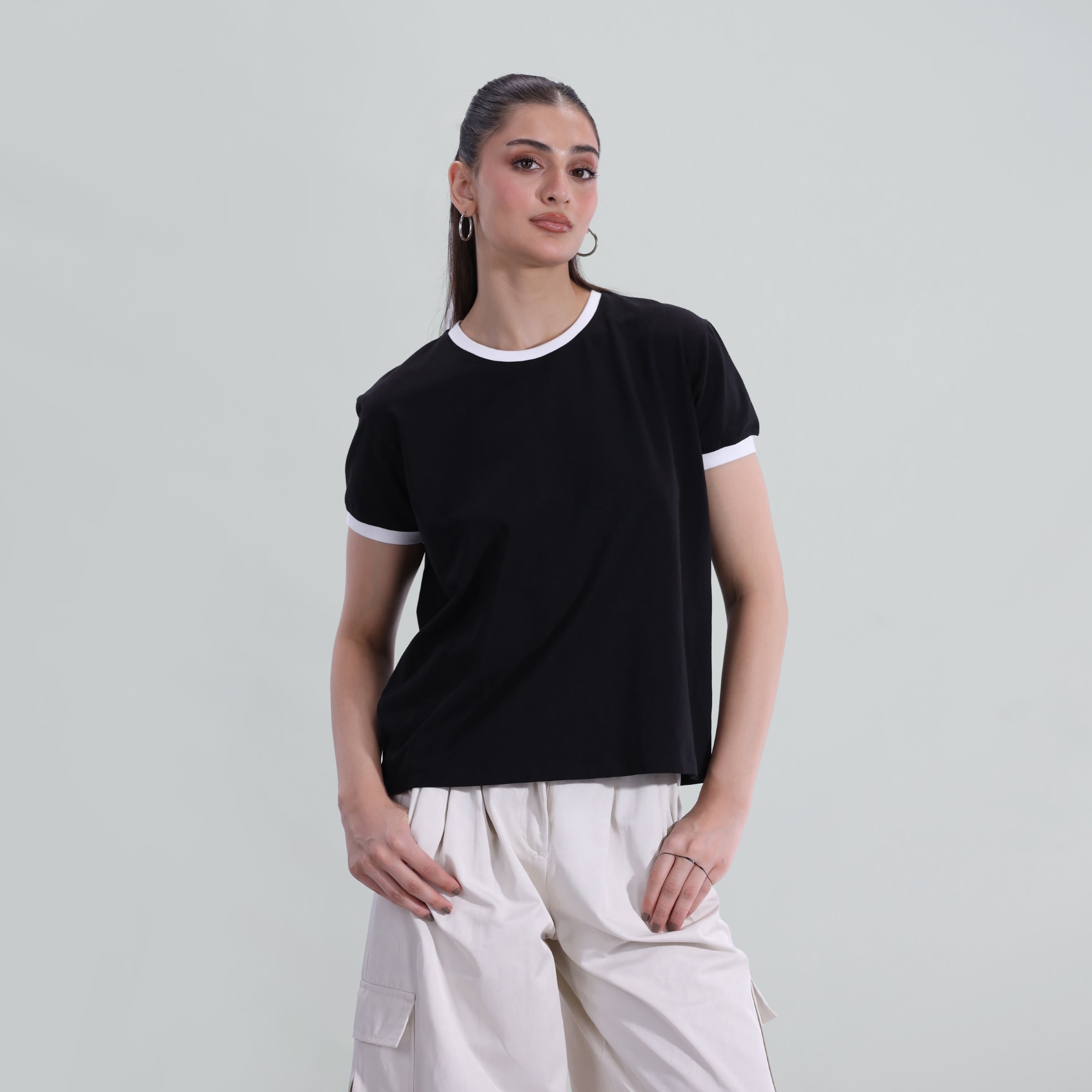 seersucker T Shirt in Black