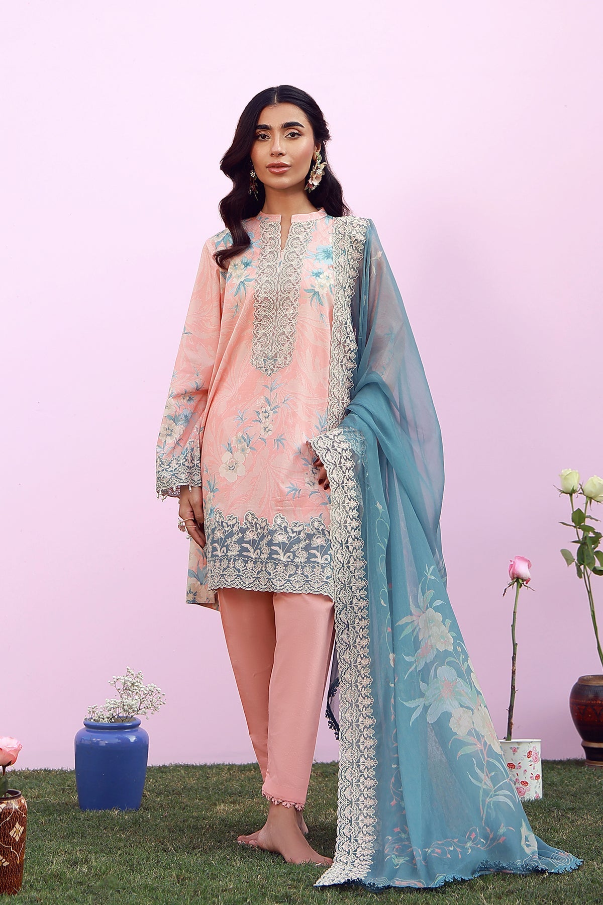 Mirha Lawn – Blush Azure