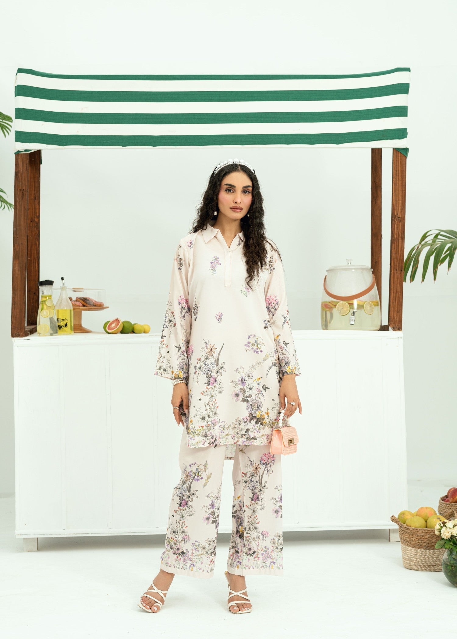 blended cambric Co Ord Sets in Off-white
