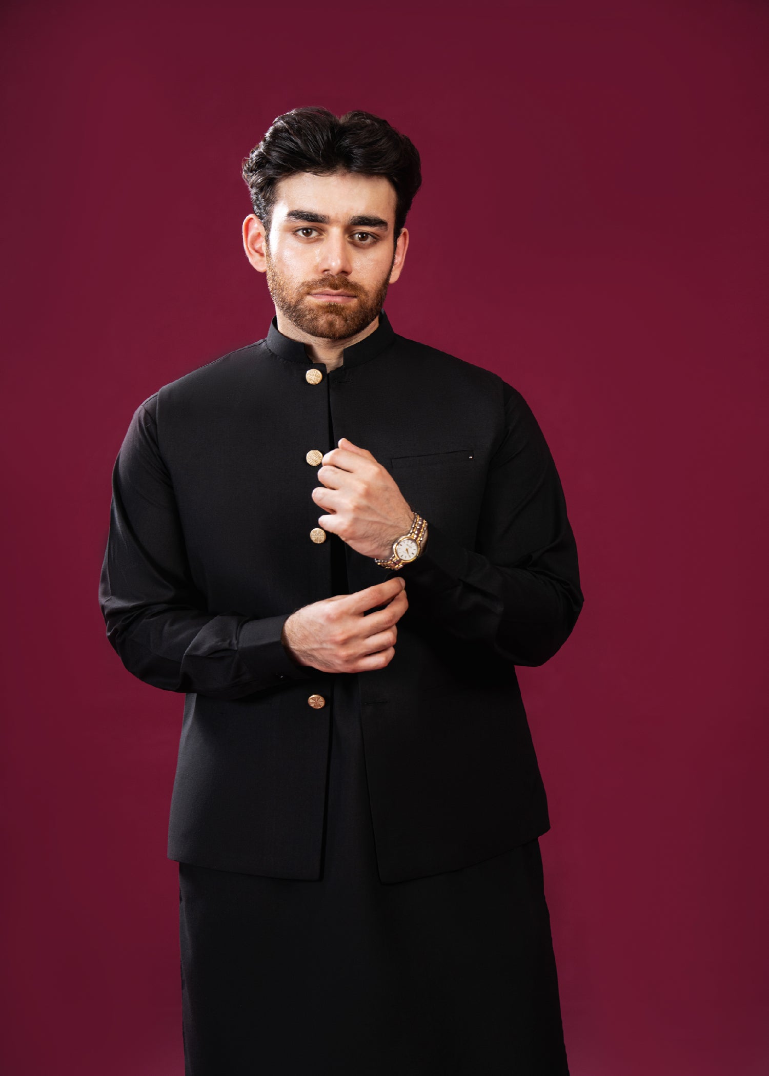wash & wear Waistcoat in Black by Muraqsh
