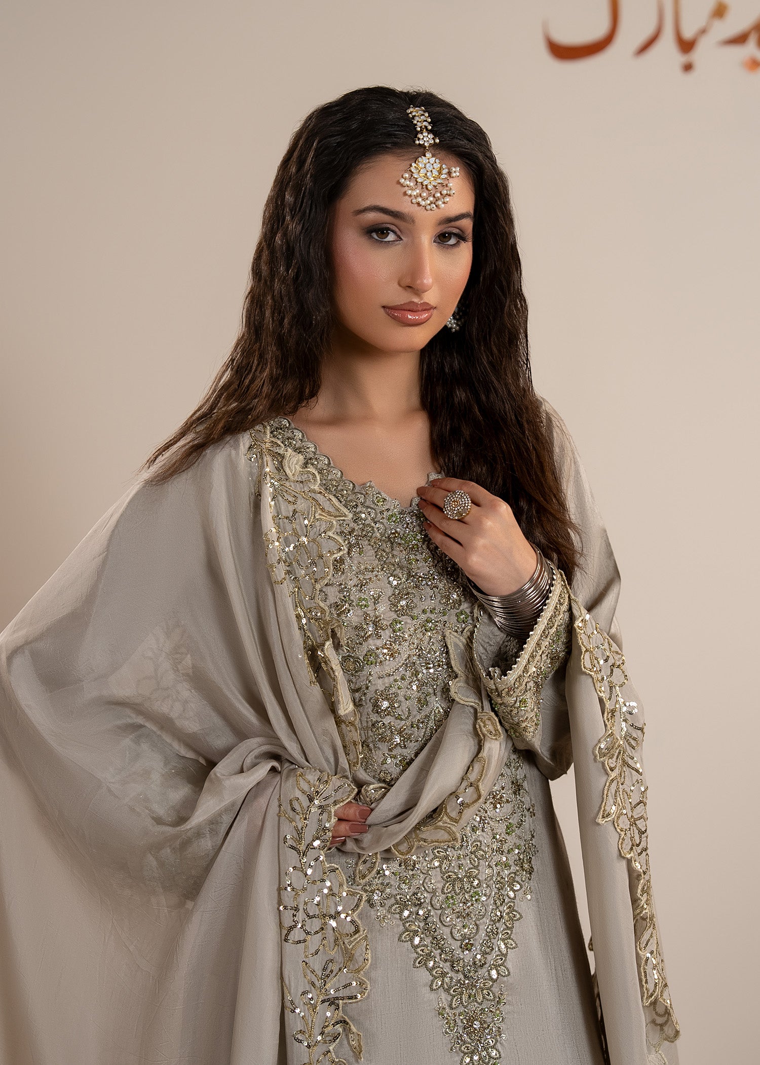 raw silk Sharara in Grey