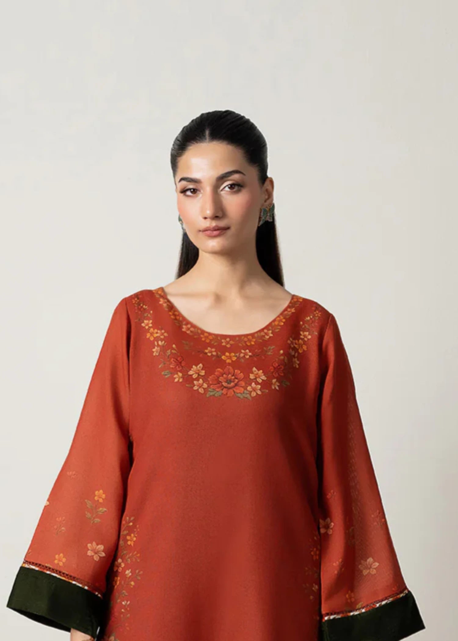 crepe Kurti in Brown