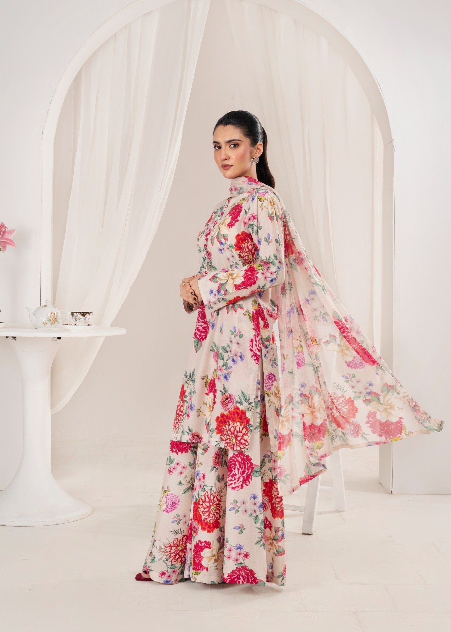 lawn Sharara in Off-white
