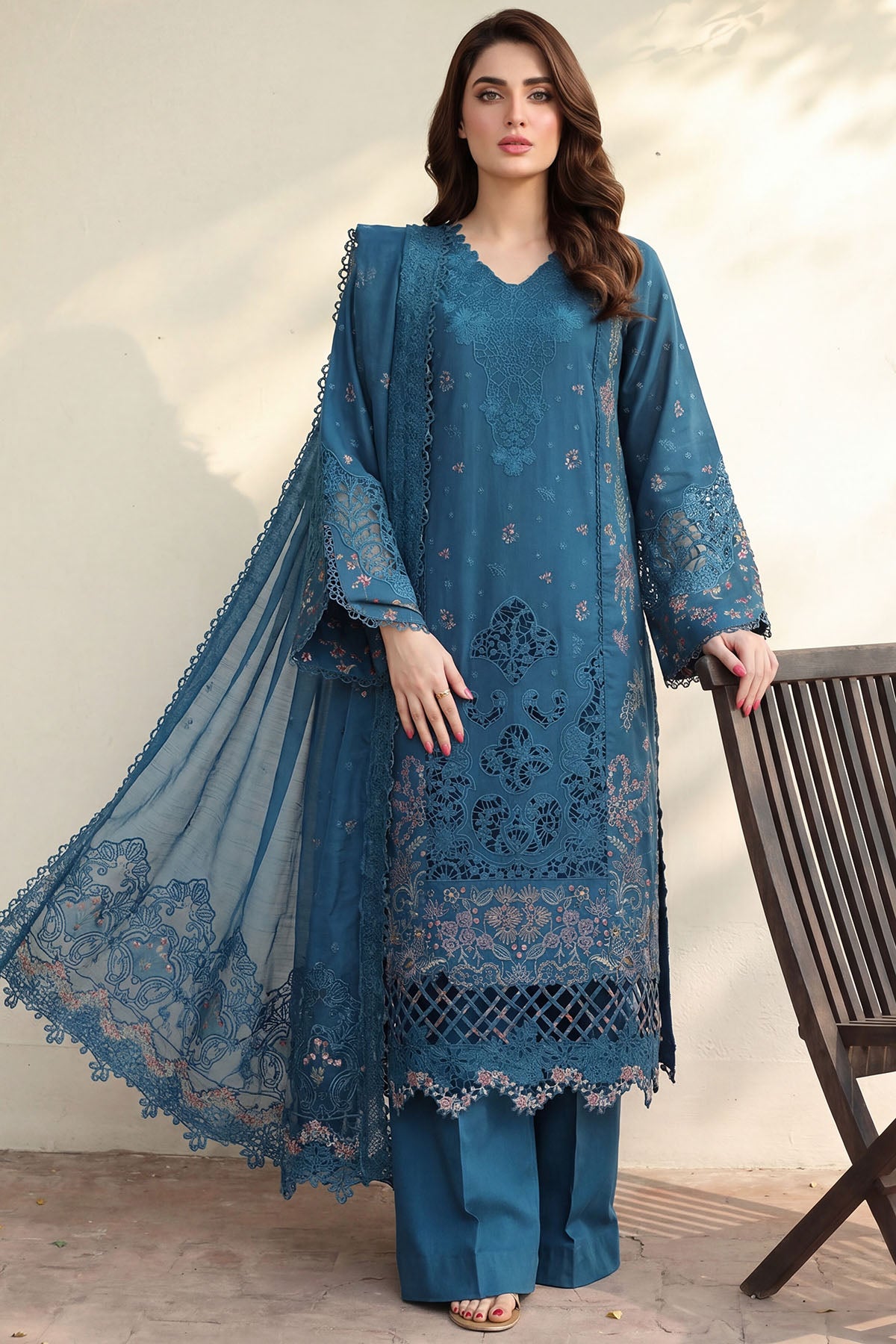 lawn Kurta Set in Blue