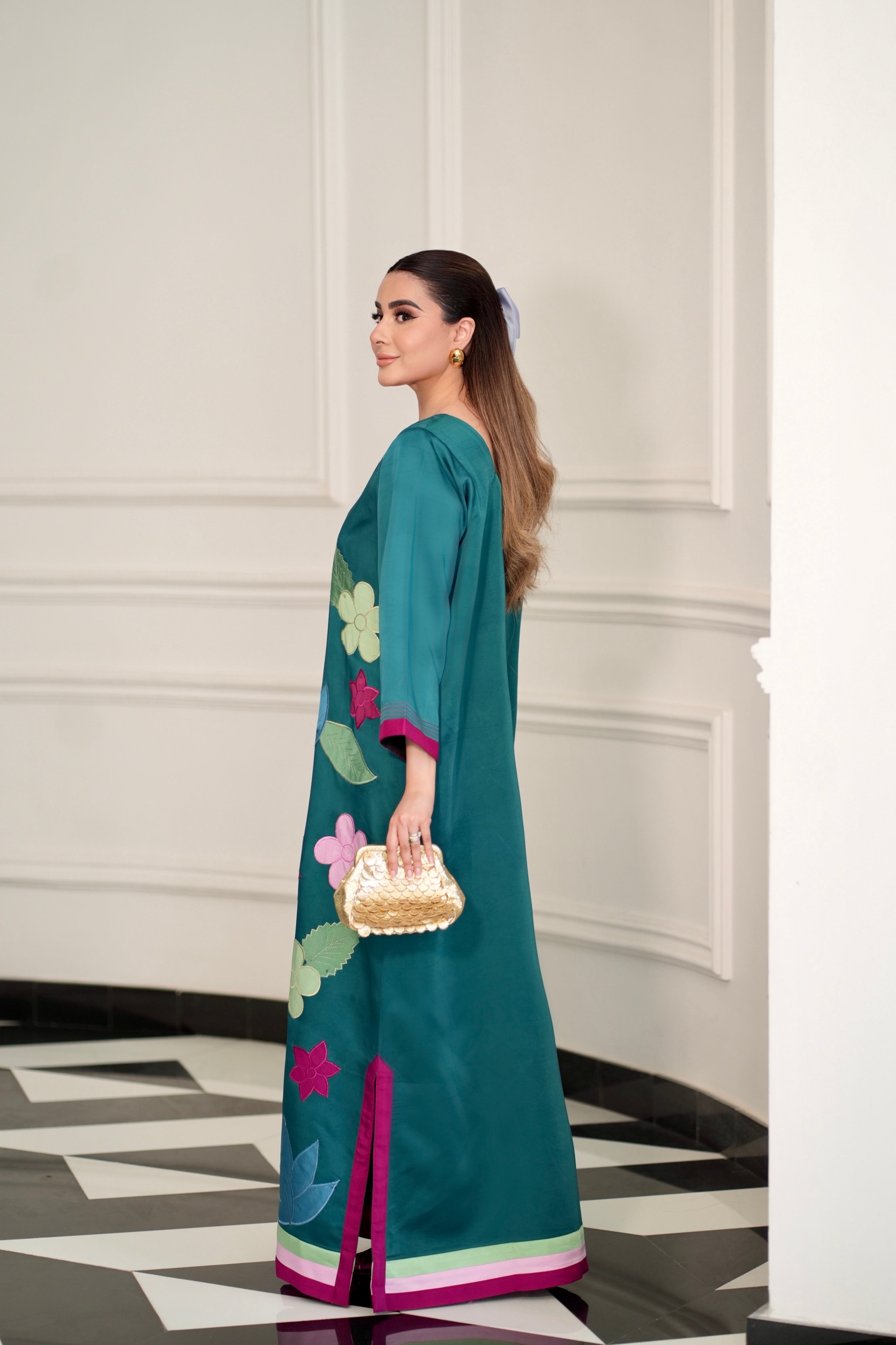 viscose Kaftan in Teal
