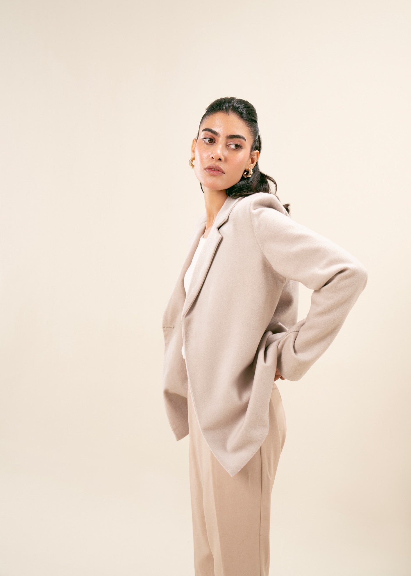 wool Coat in Beige