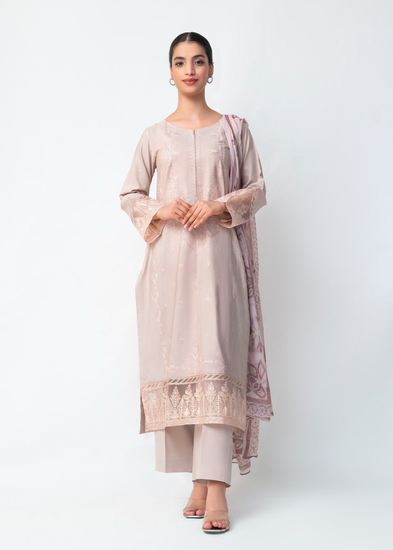 karandi Kurta Set in Indian pink