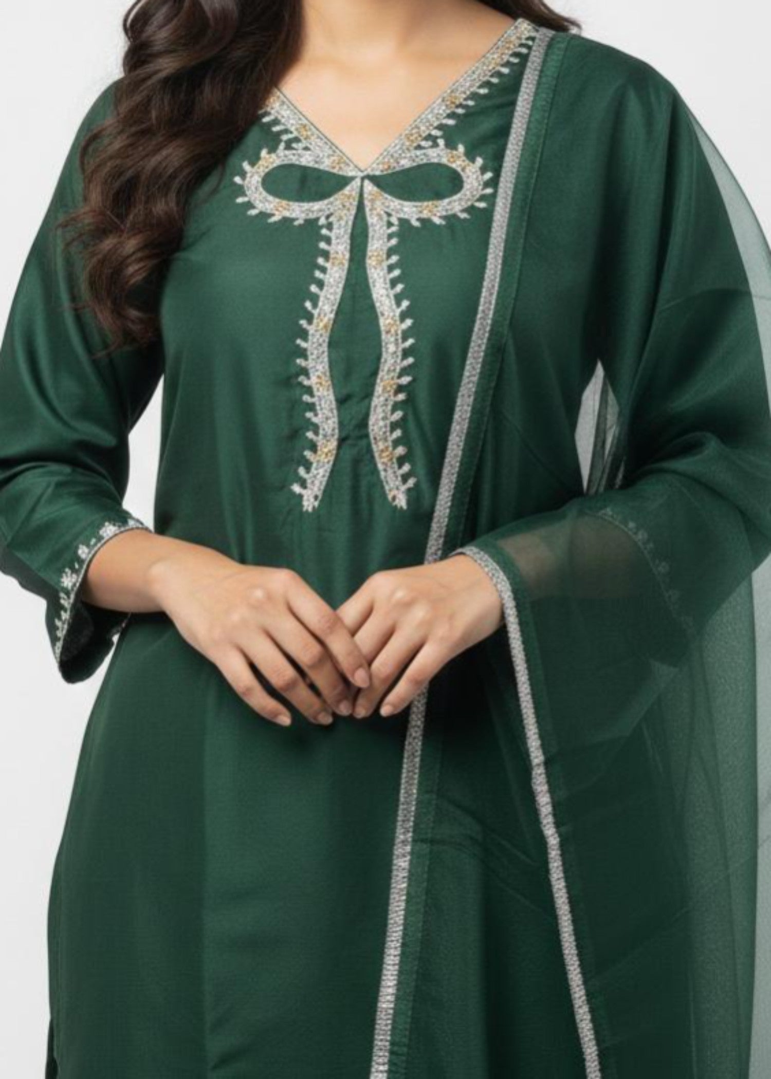 pk grip silk Kurta Set in Bottle green