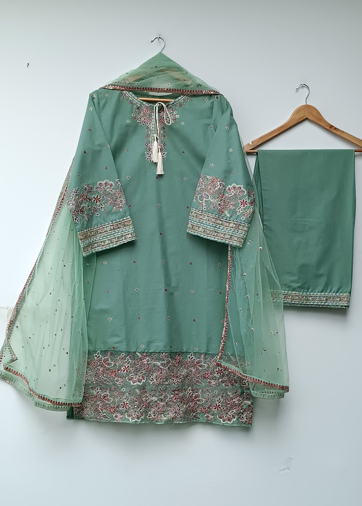 cotton Kurta Set in Pastel green