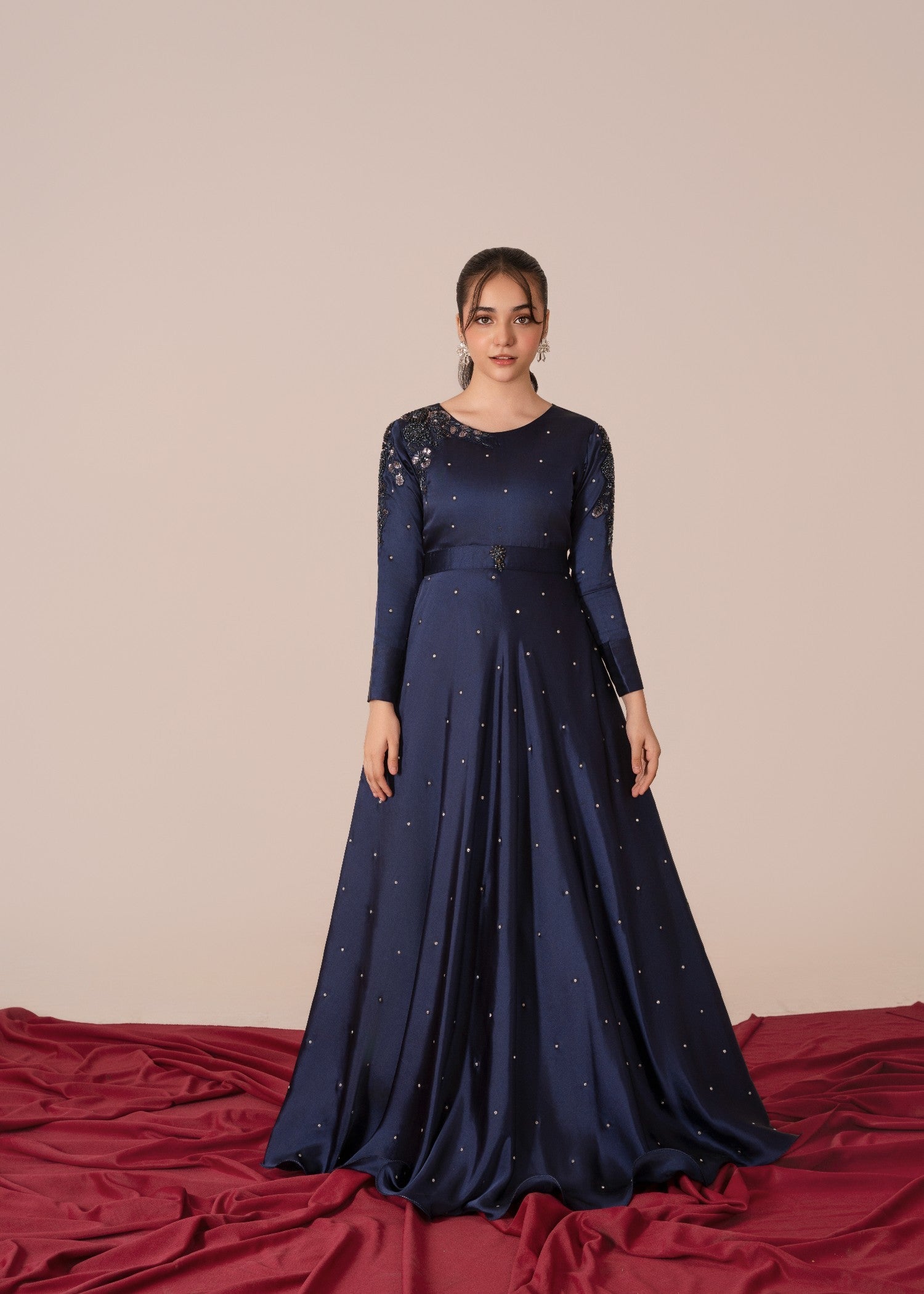 silk Pishwas in Navy blue