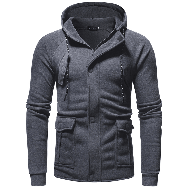 New Concealed Access Control Zipper Men'S Hooded Casual Sports Suit