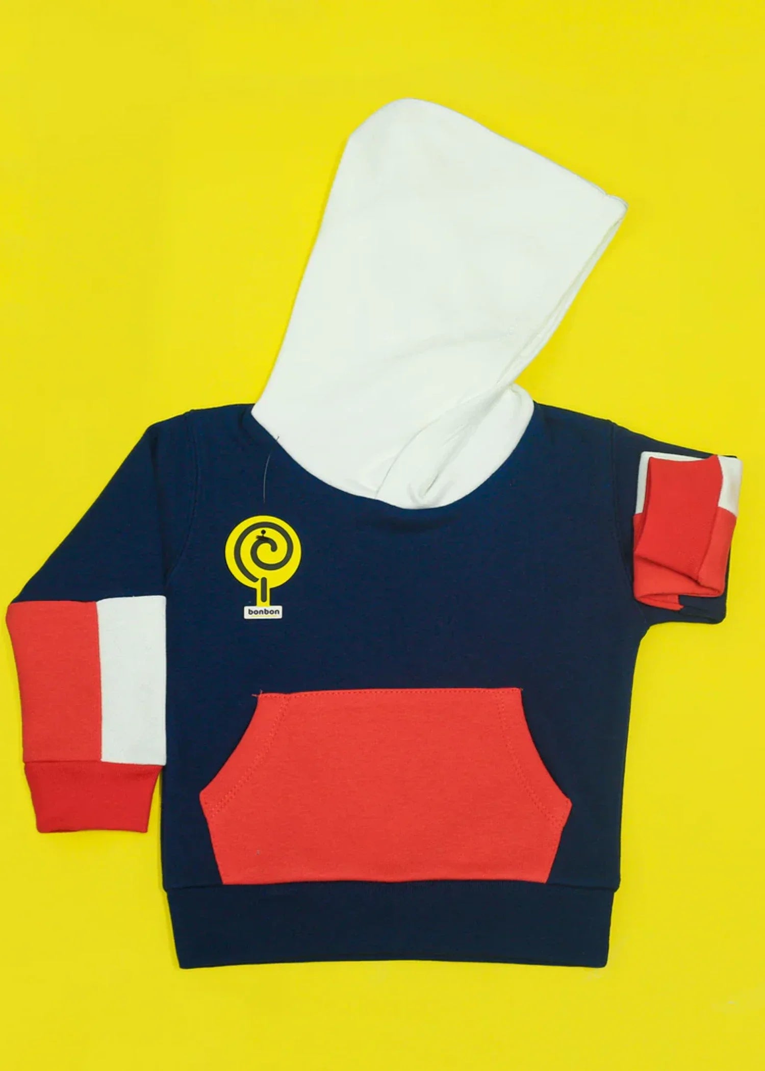 fleece Hoodie in Navy blue, white