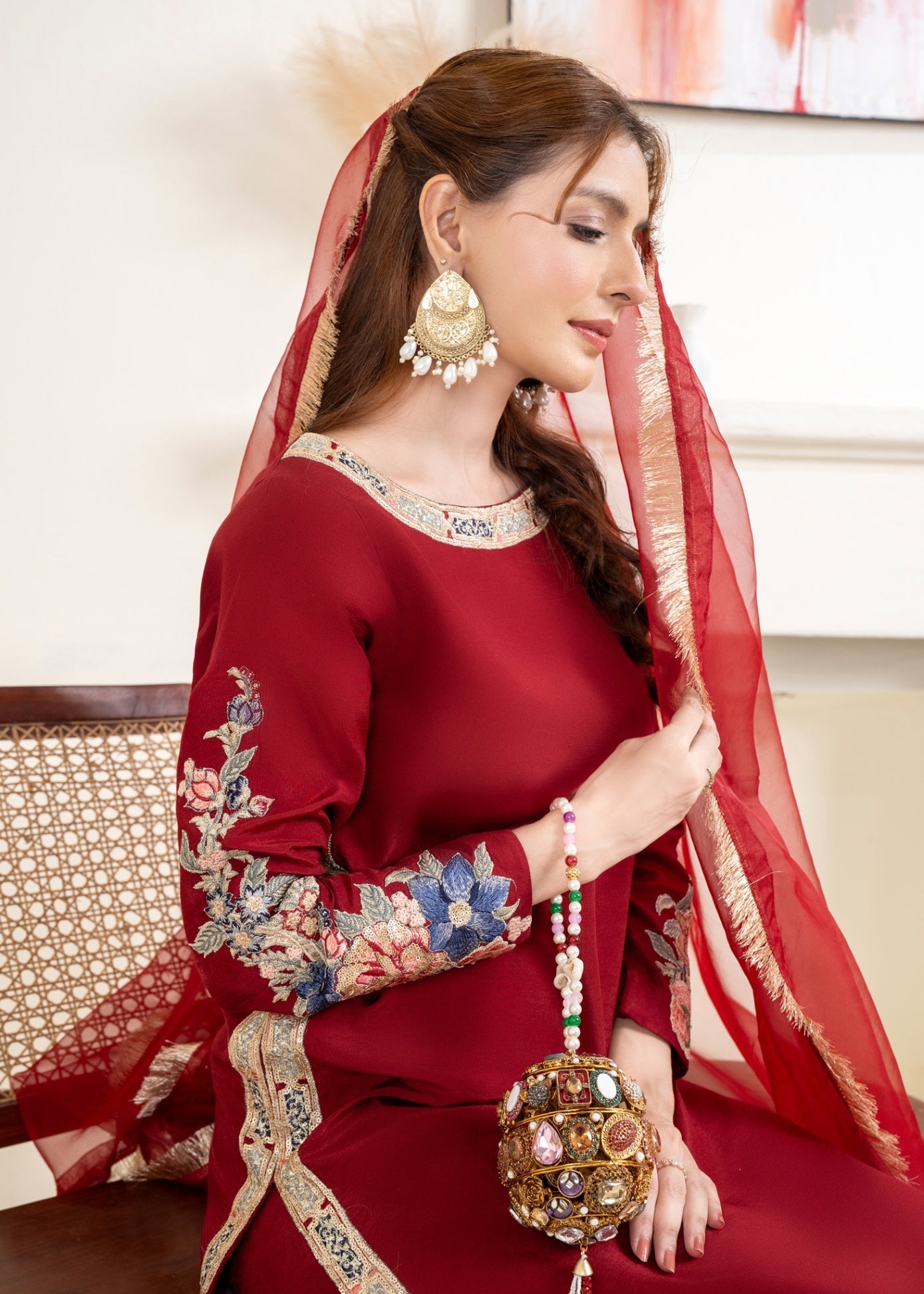 thai silk Kurta Set in Maroon