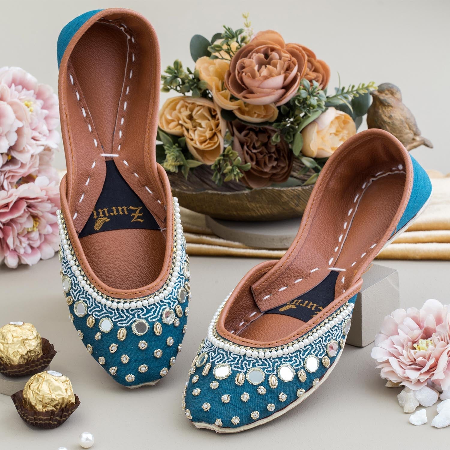 Khussa in Blue by - High Quality Women Khussa KCM3845