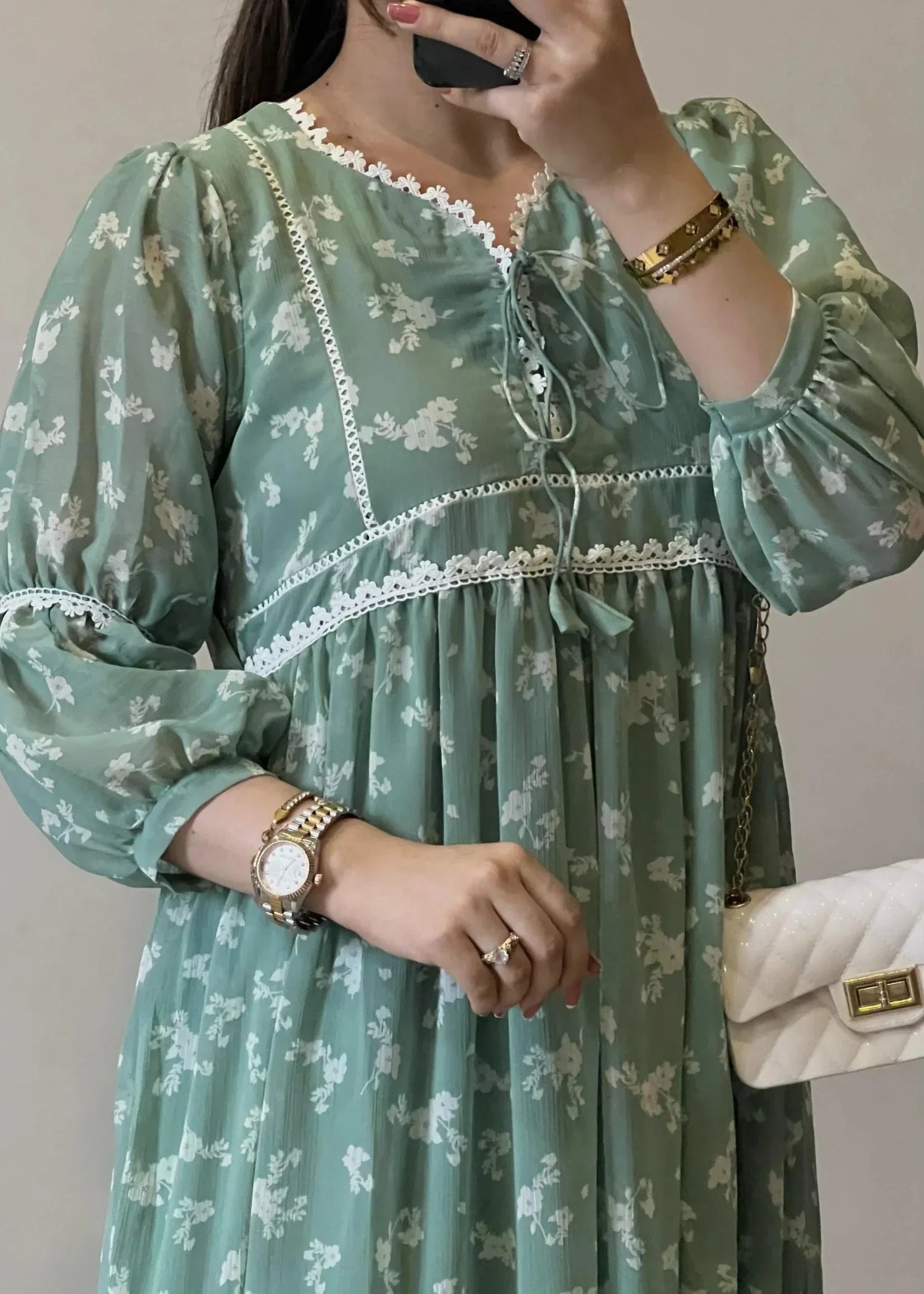 chiffon Frock in Mint green