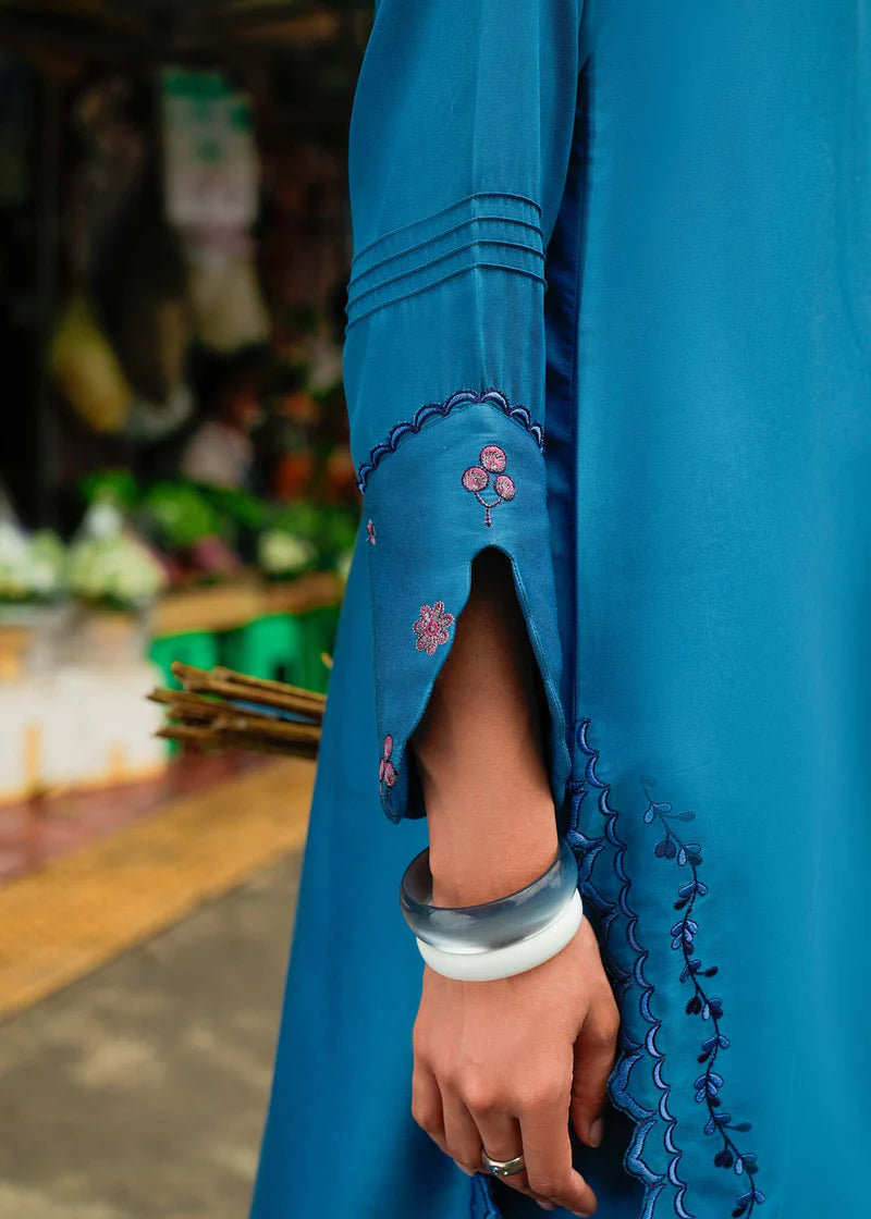 fine khaddar Kurta Set in Azure