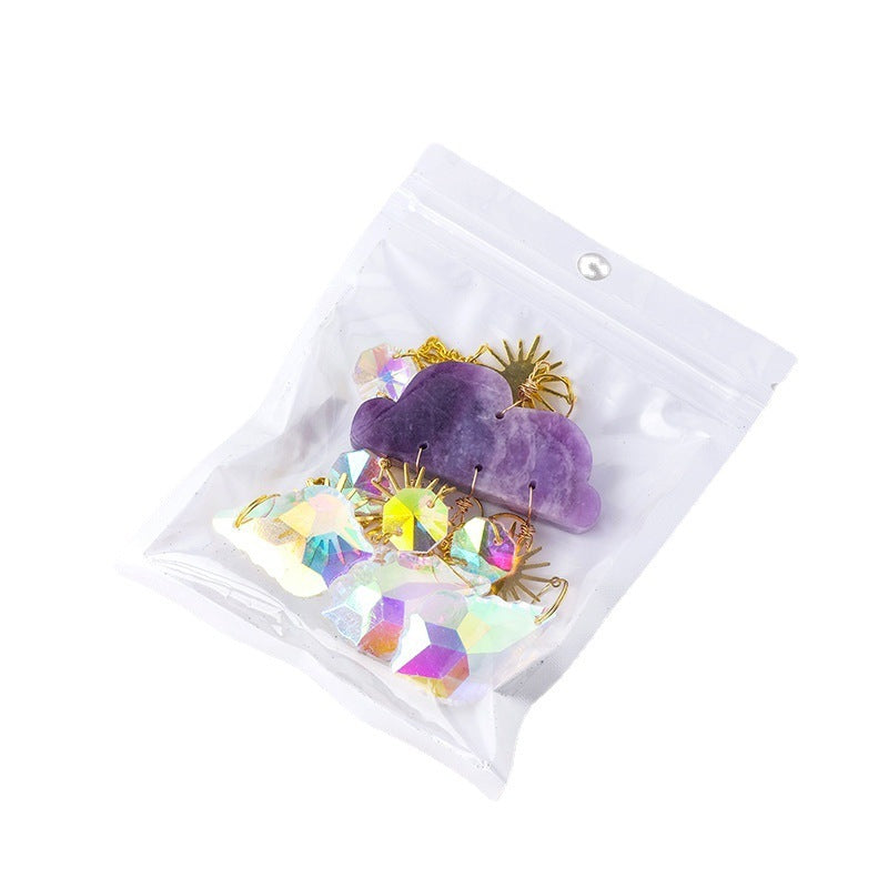 Natural Crystal Agate Cloud Sun Catcher Ornaments Window Sill Forest Garden Wind Chimes Color Lighting Pendant