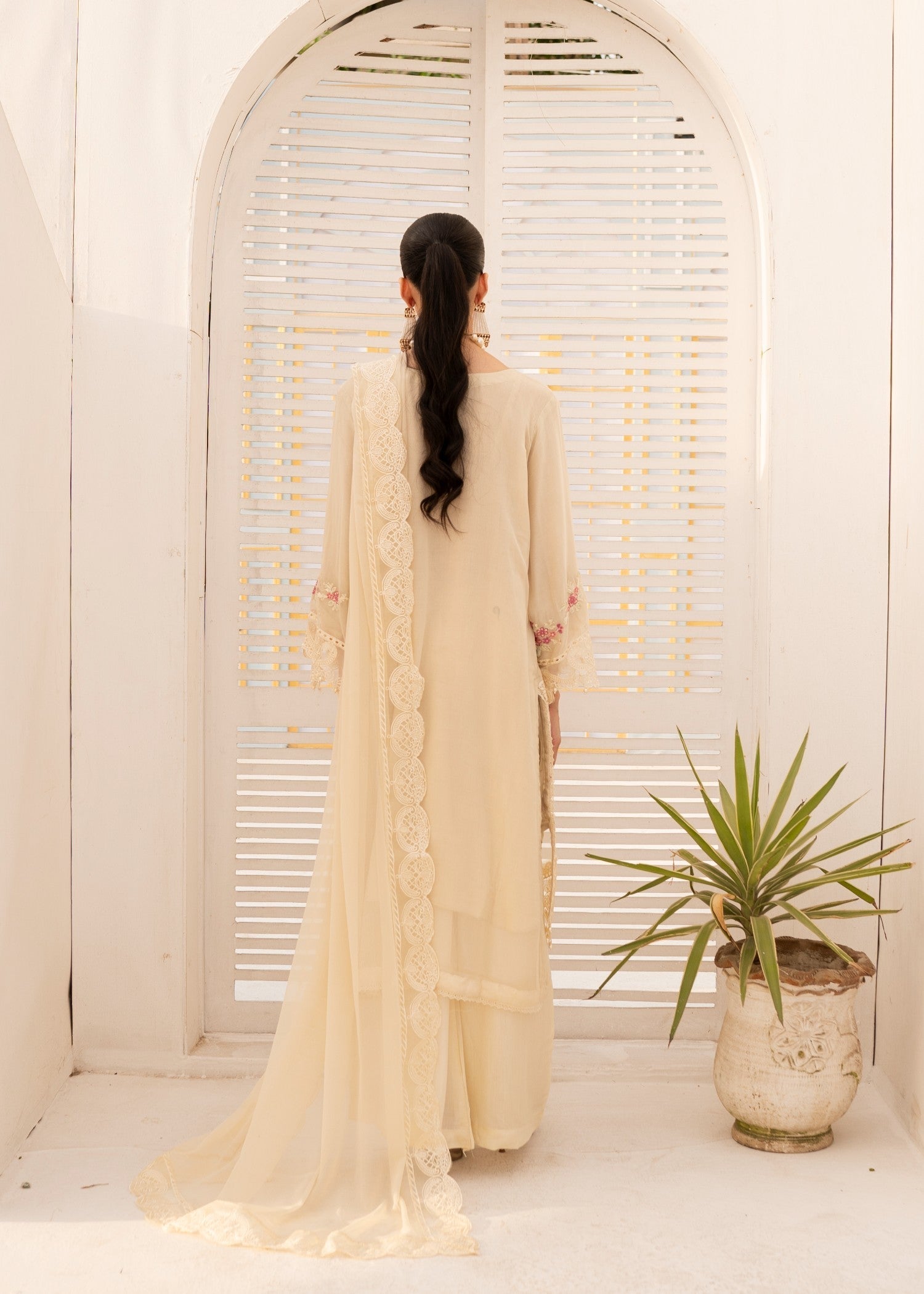 chiffon Kurta Set in Tan brown