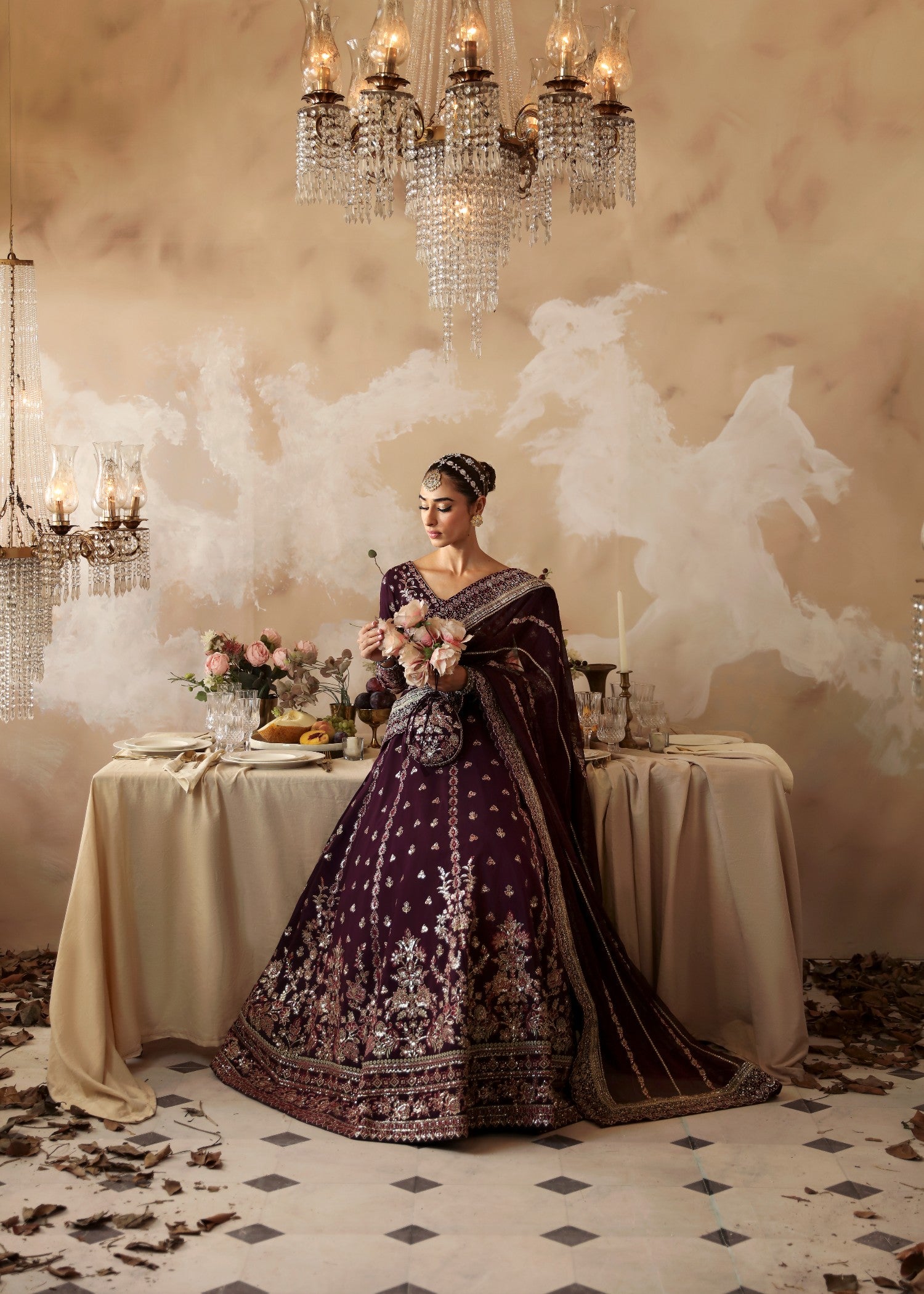 silk Lehenga in Maroon