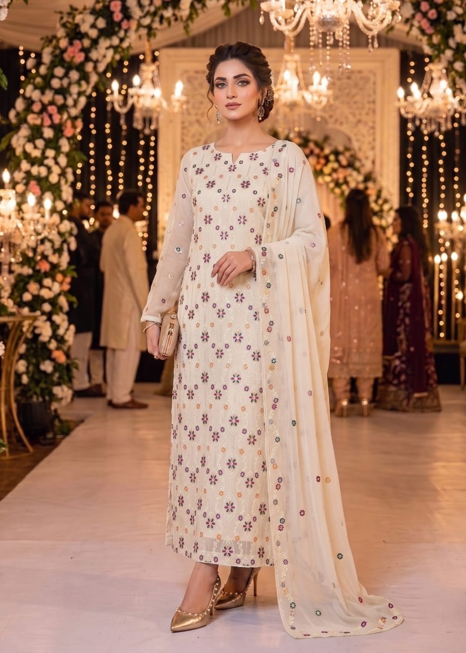 chiffon Unstitched in Antique white