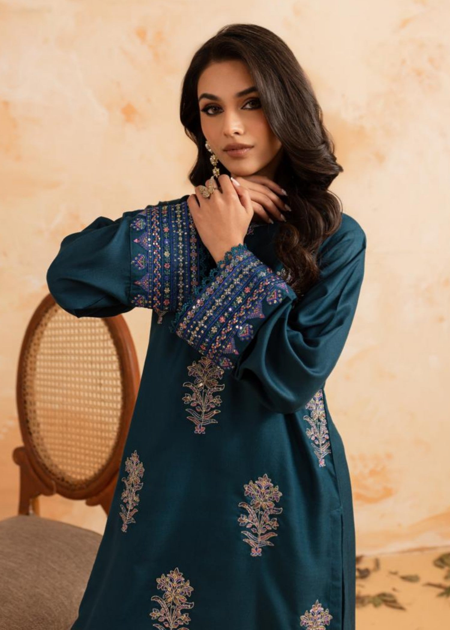 lawn Kurta Set in Eucalyptus green