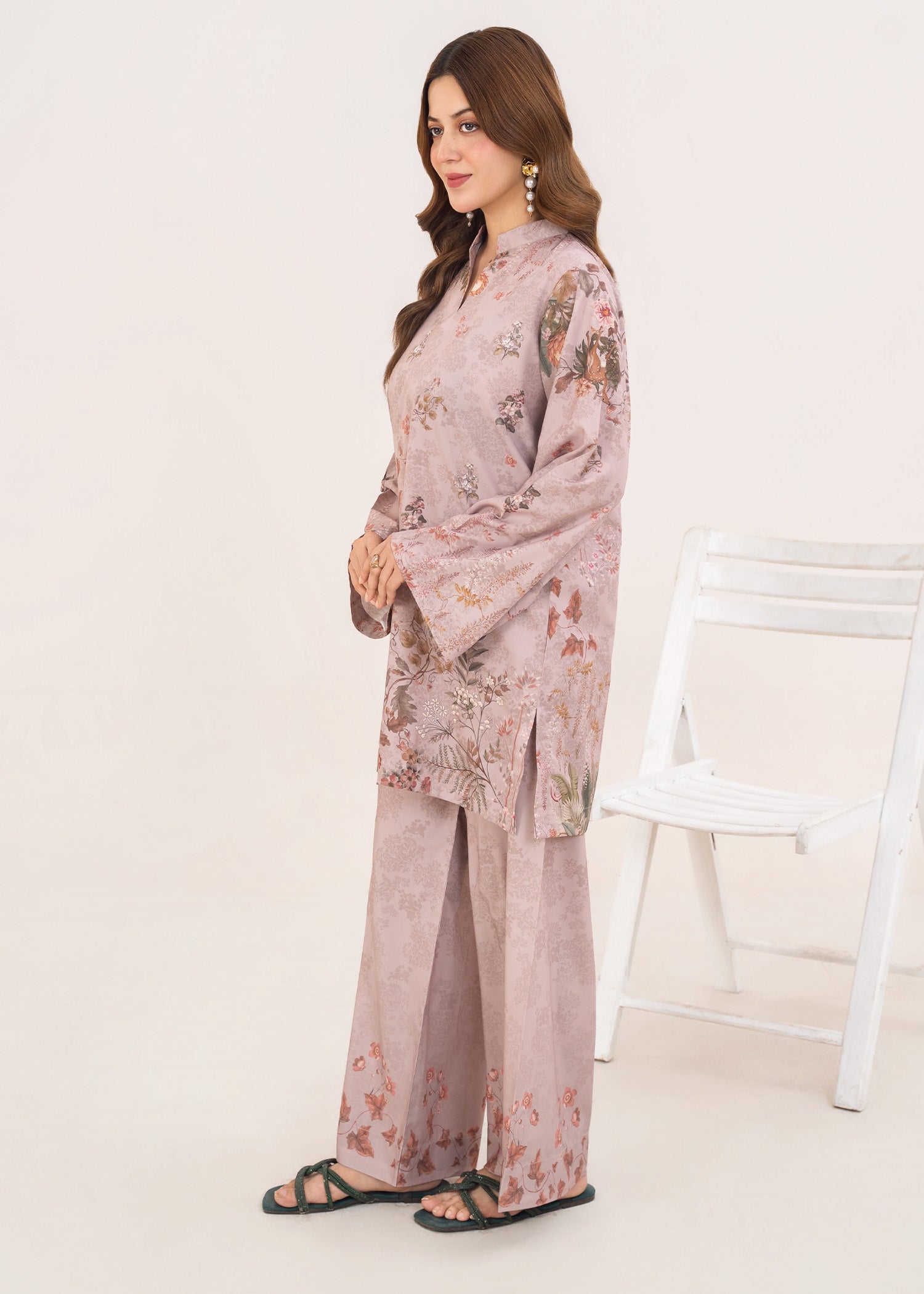 poly lawn Co Ord Sets in Orchid pink