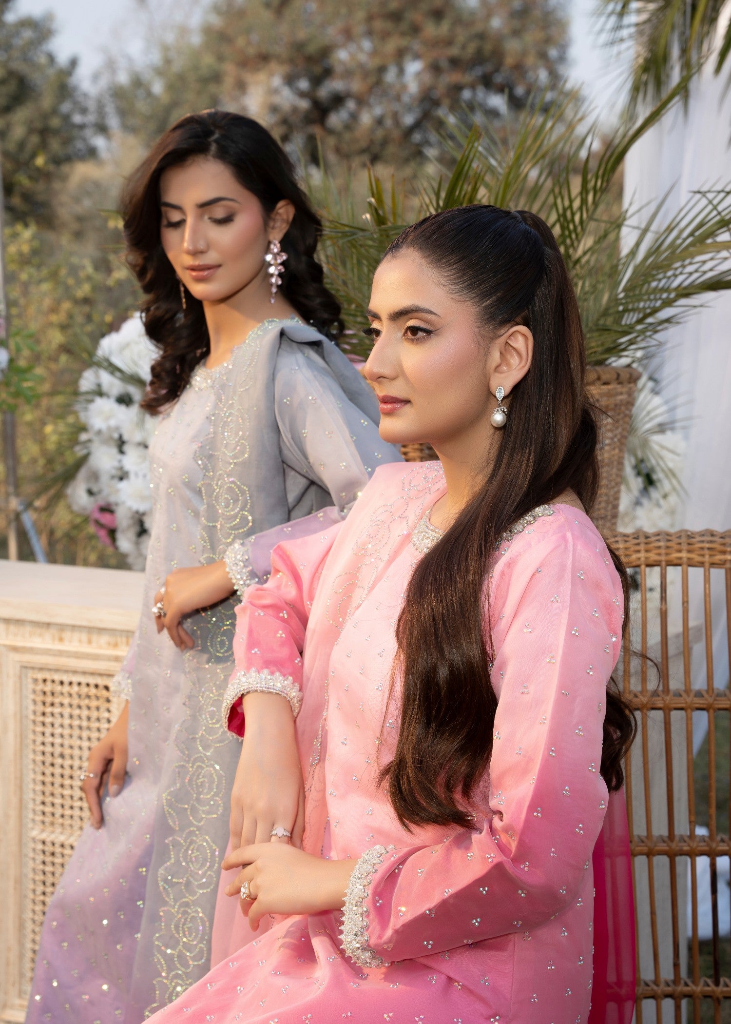 organza Kurta Set in Bubblegum pink