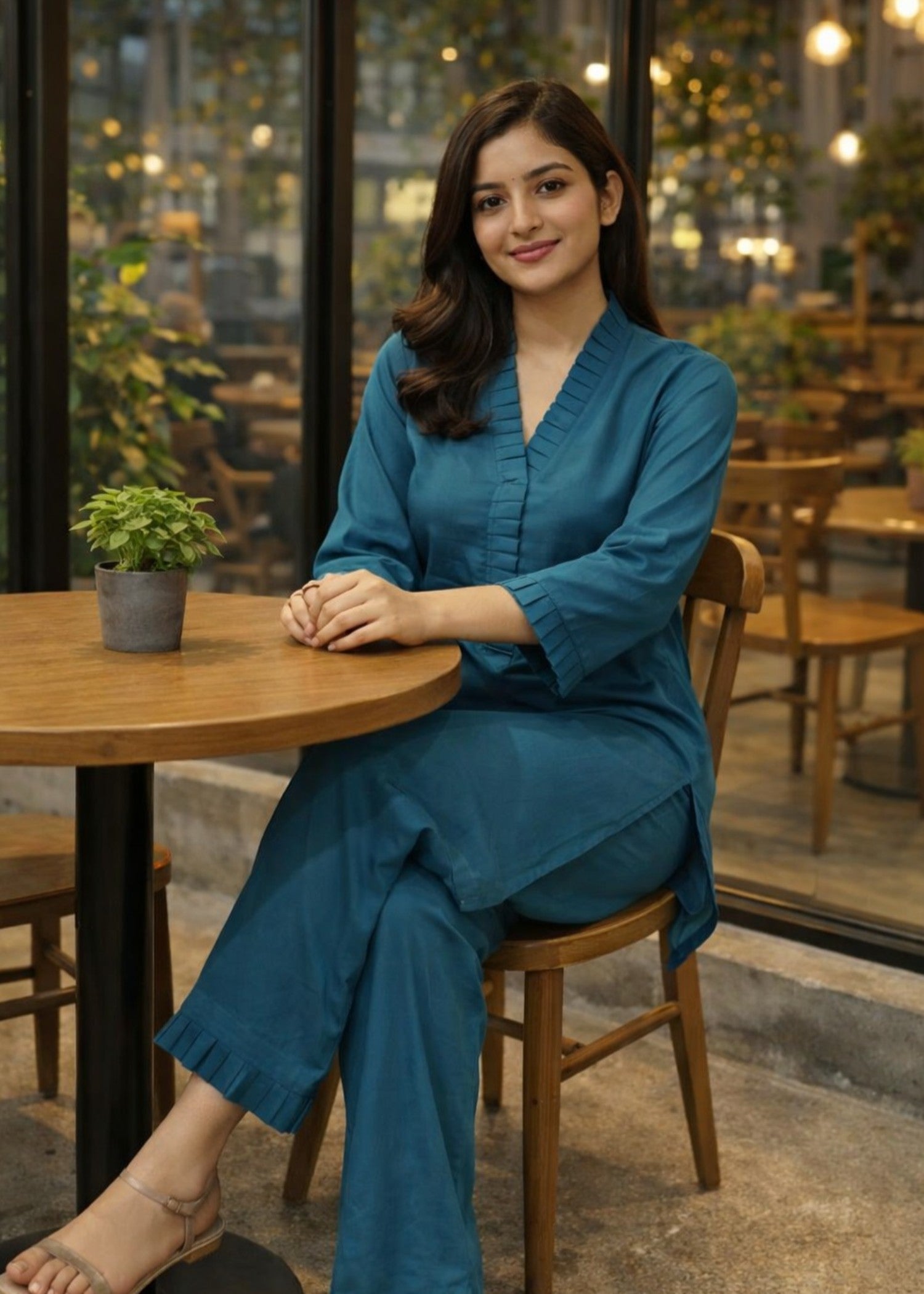 georgette Kurta Set in Teal