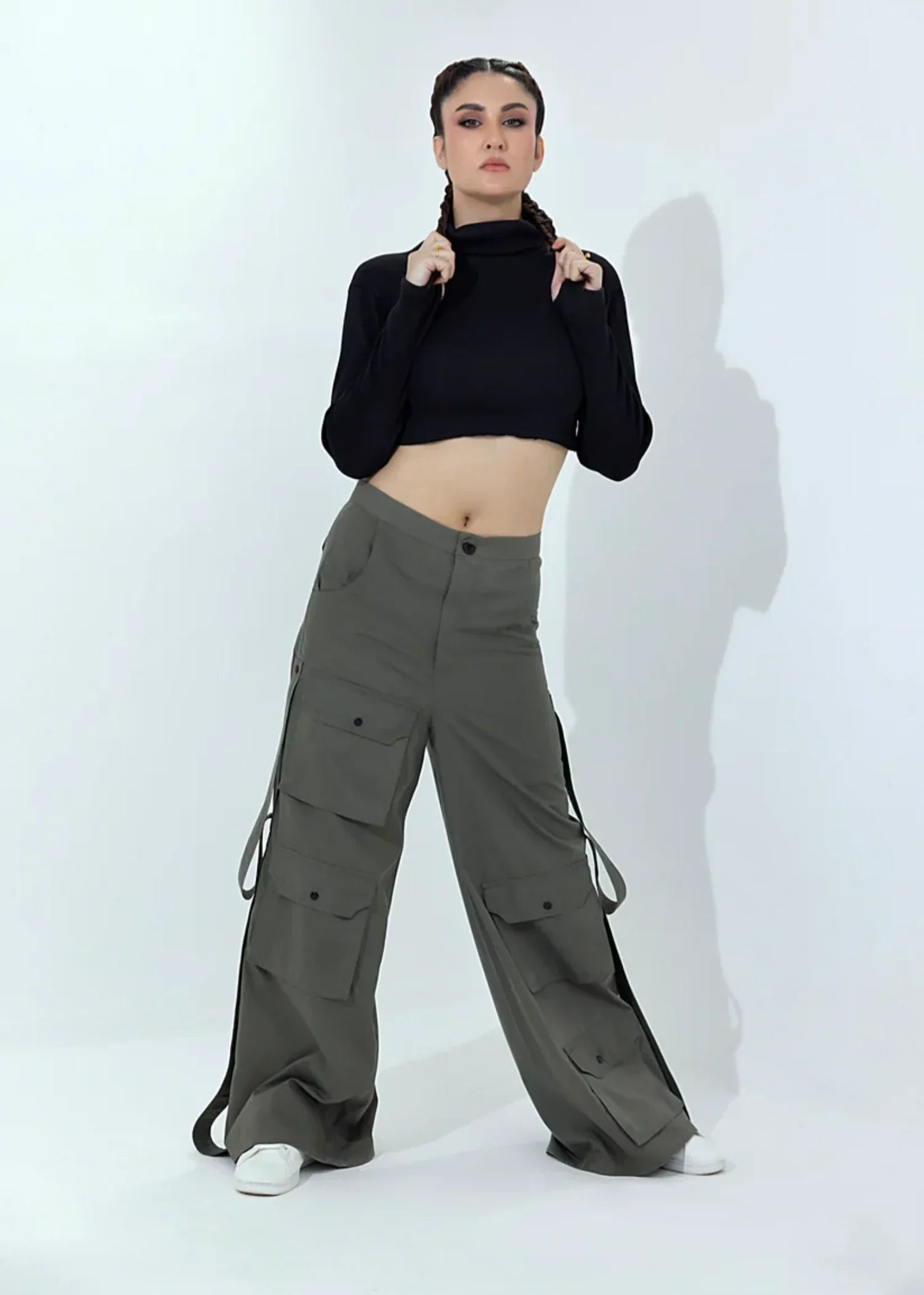 twill cotton Pants in Army green