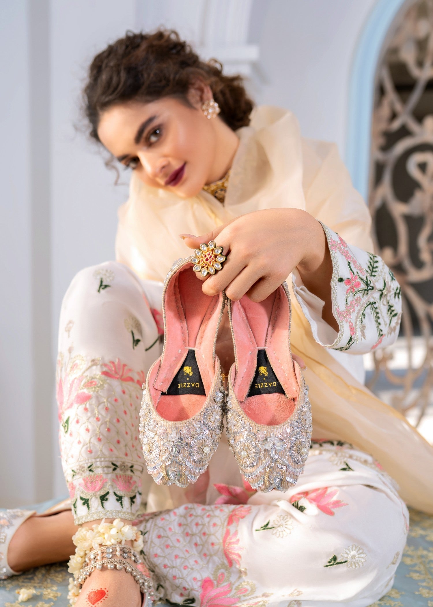 Khussa in Silver by - High Quality Women Khussa ZXE3734