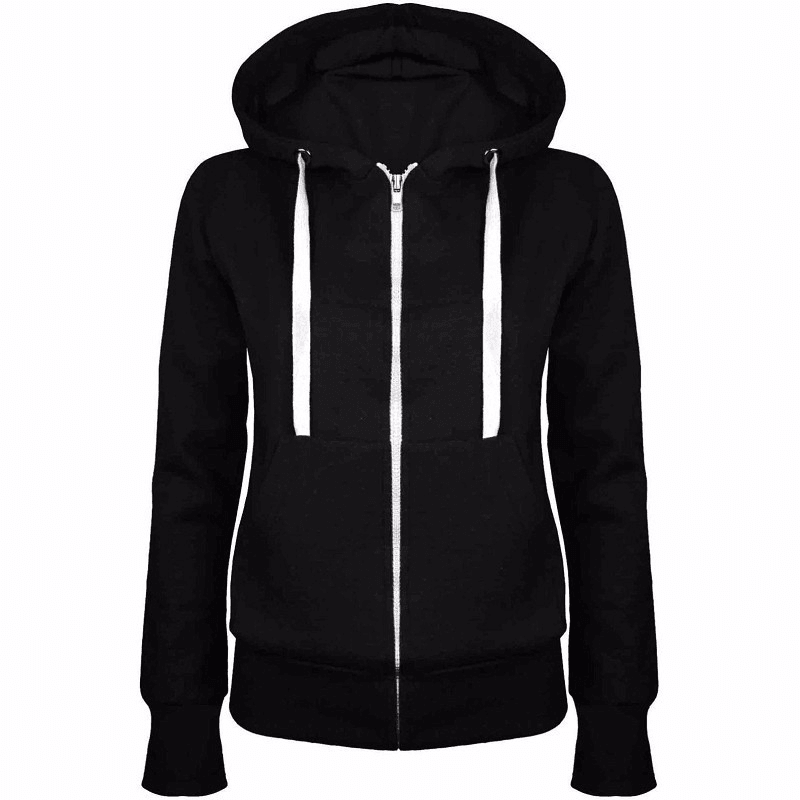 Men'S Fashion Solid Color Hooded Zip Jacket