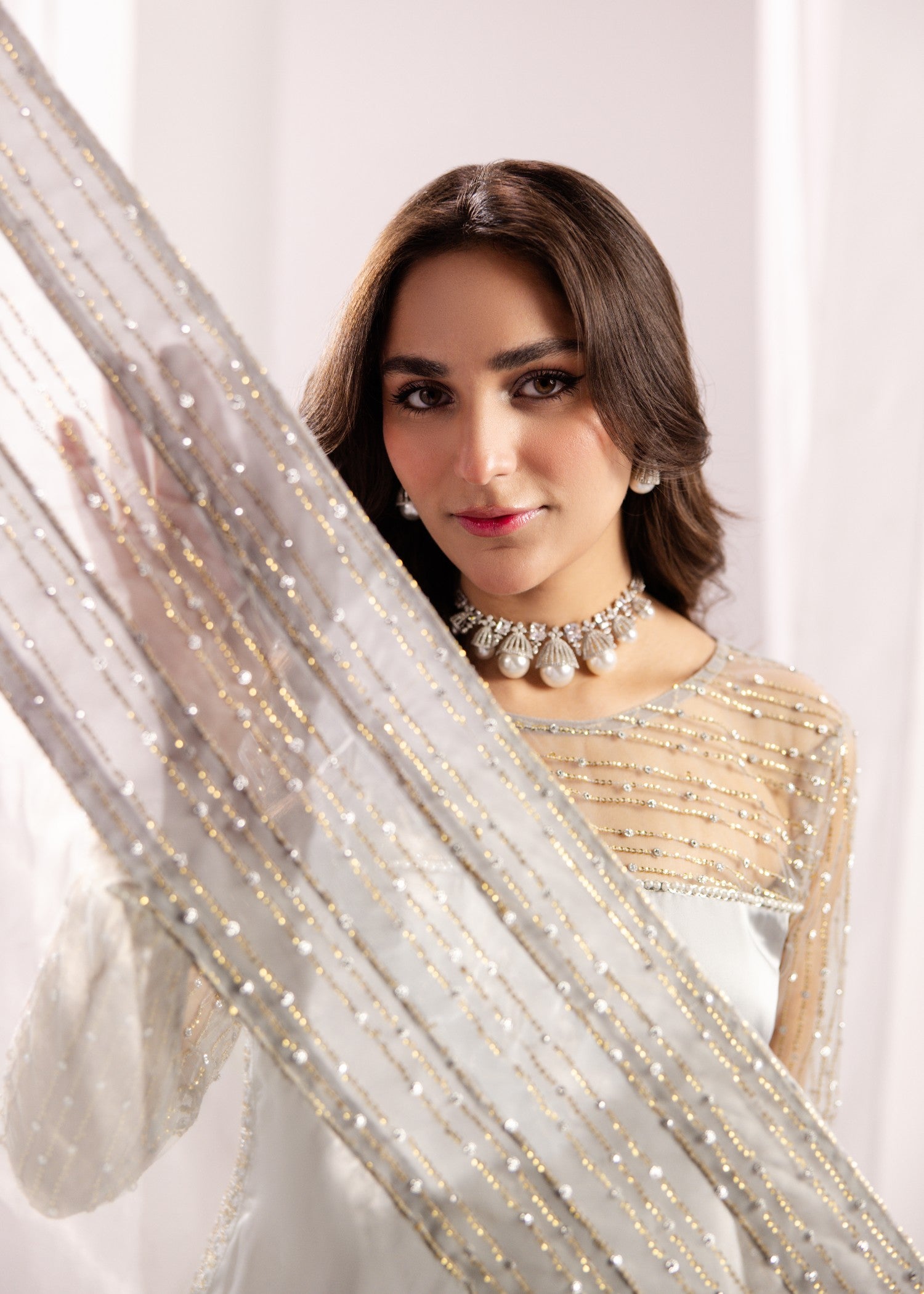 silk Kurta Set in Light grey