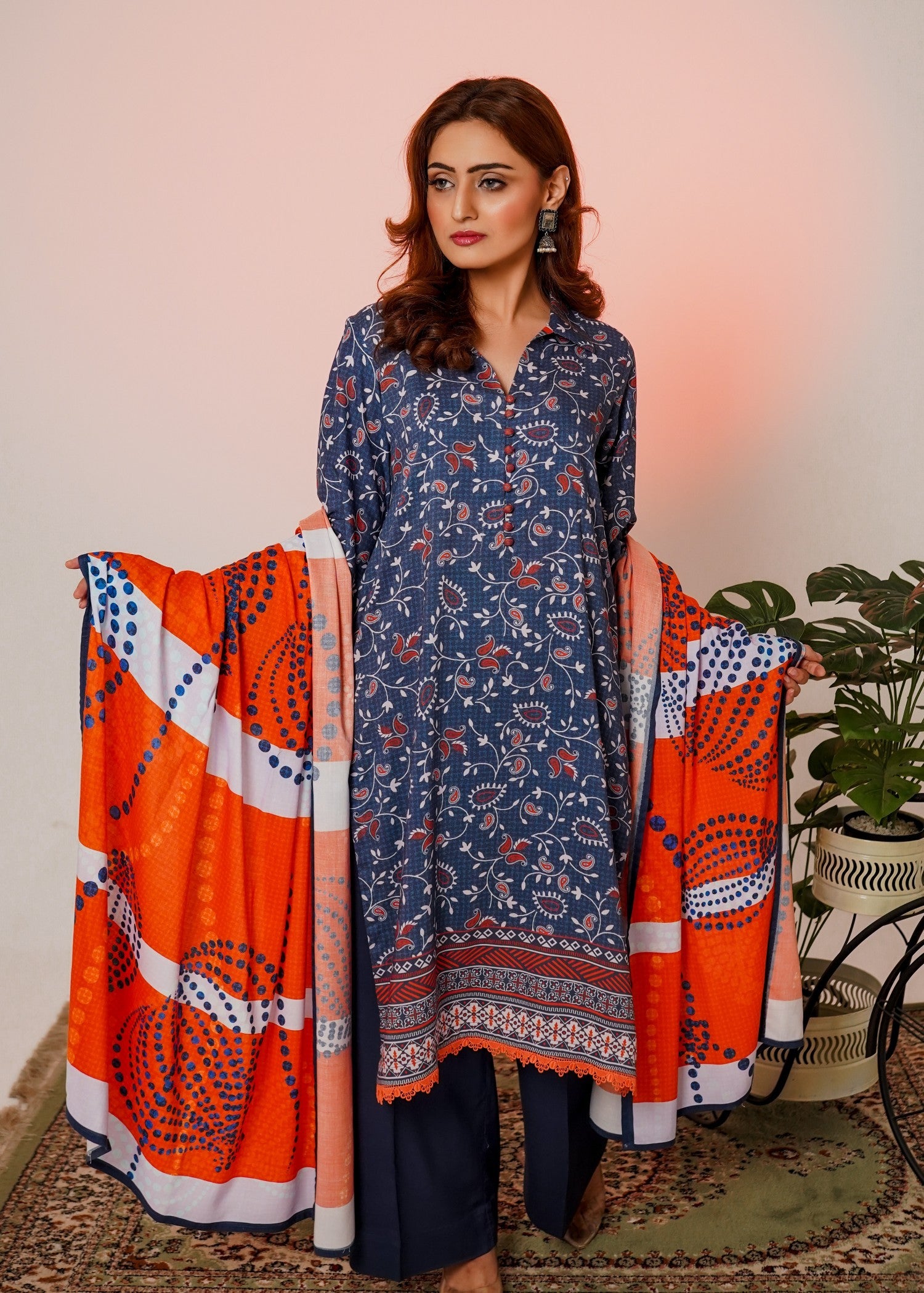 linen Kurta Set in Indigo