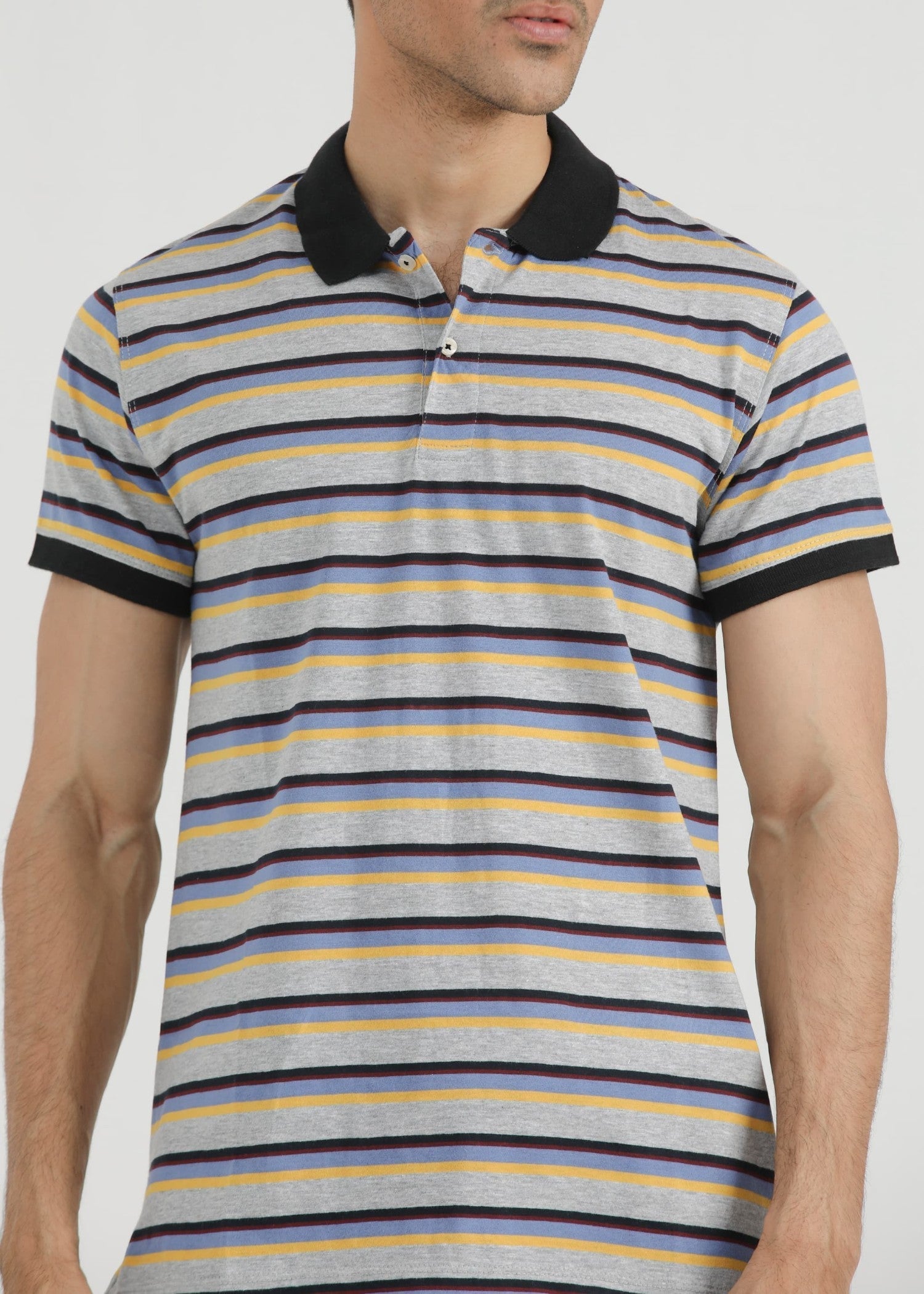 single jersey knit Polo Shirt in Grey