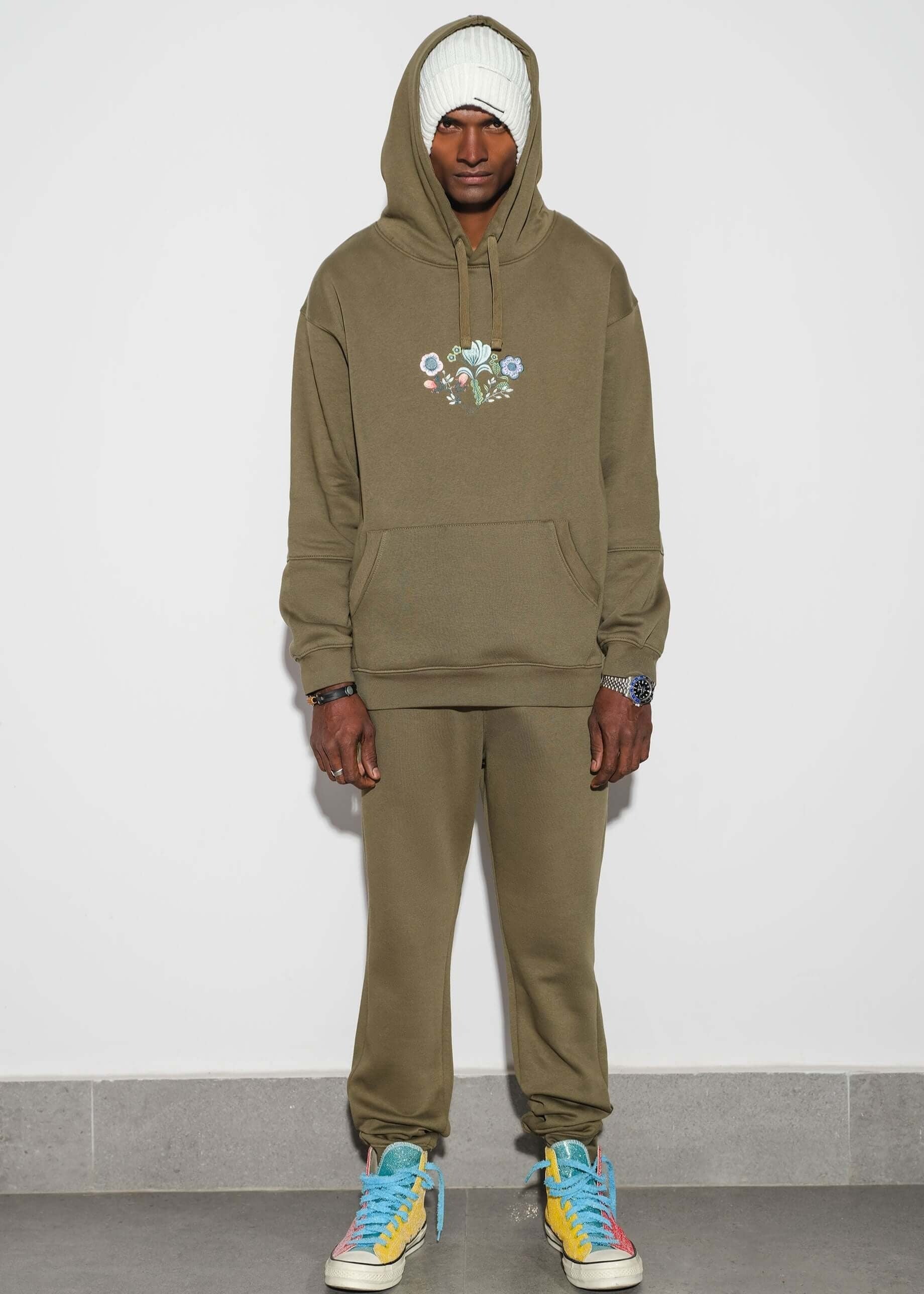 fleece Hoodie in Sage green