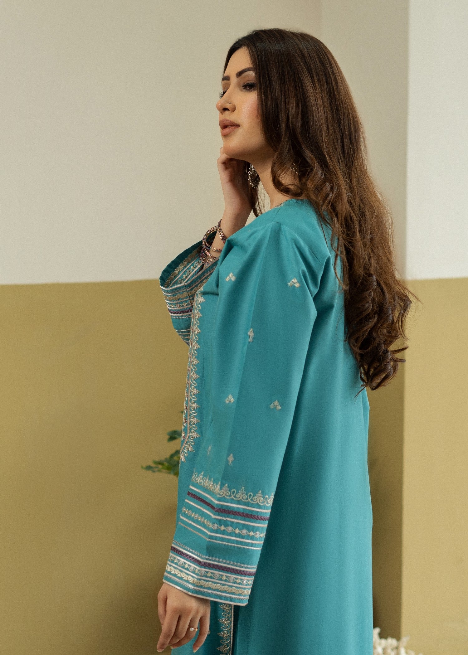 lawn Kurta Set in Baby blue