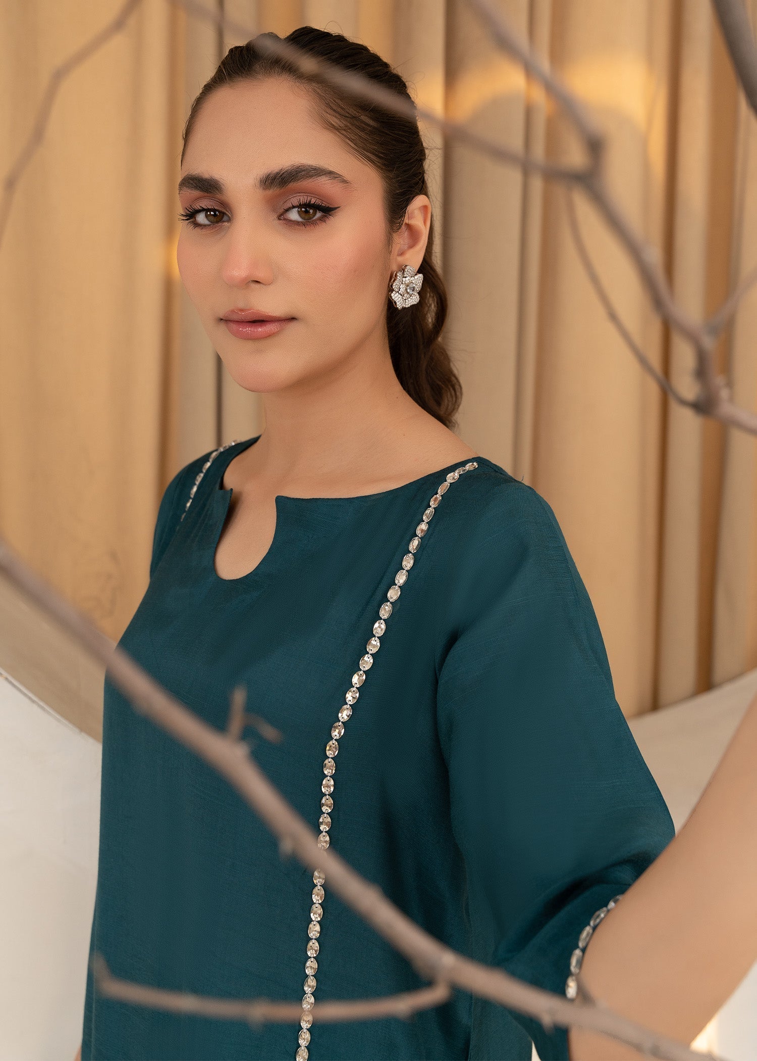 thai silk Kurta Set in Teal