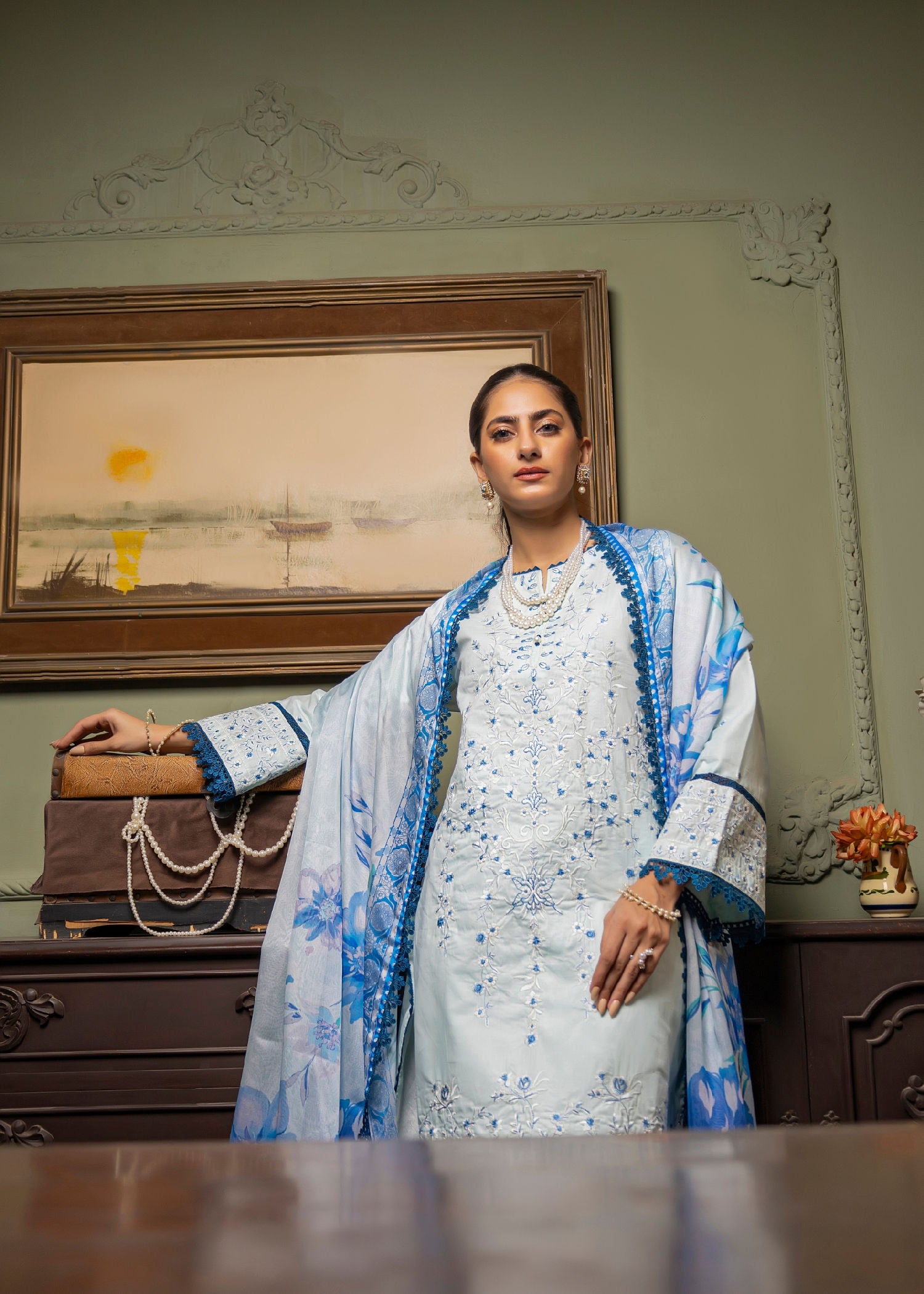 cotton Unstitched in Powder blue