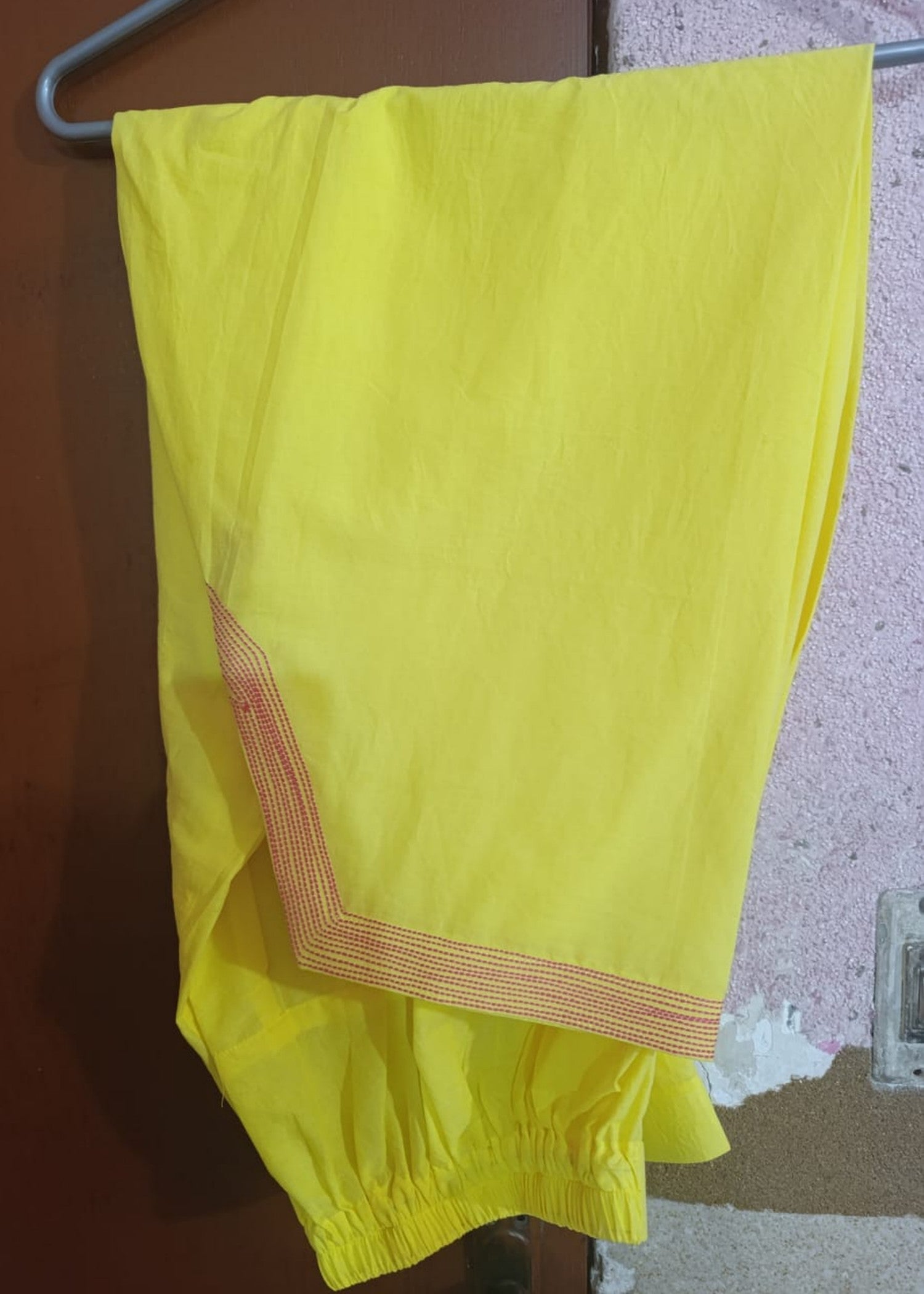 chikankari cotton Kurta Set in Bubblegum pink, lemon