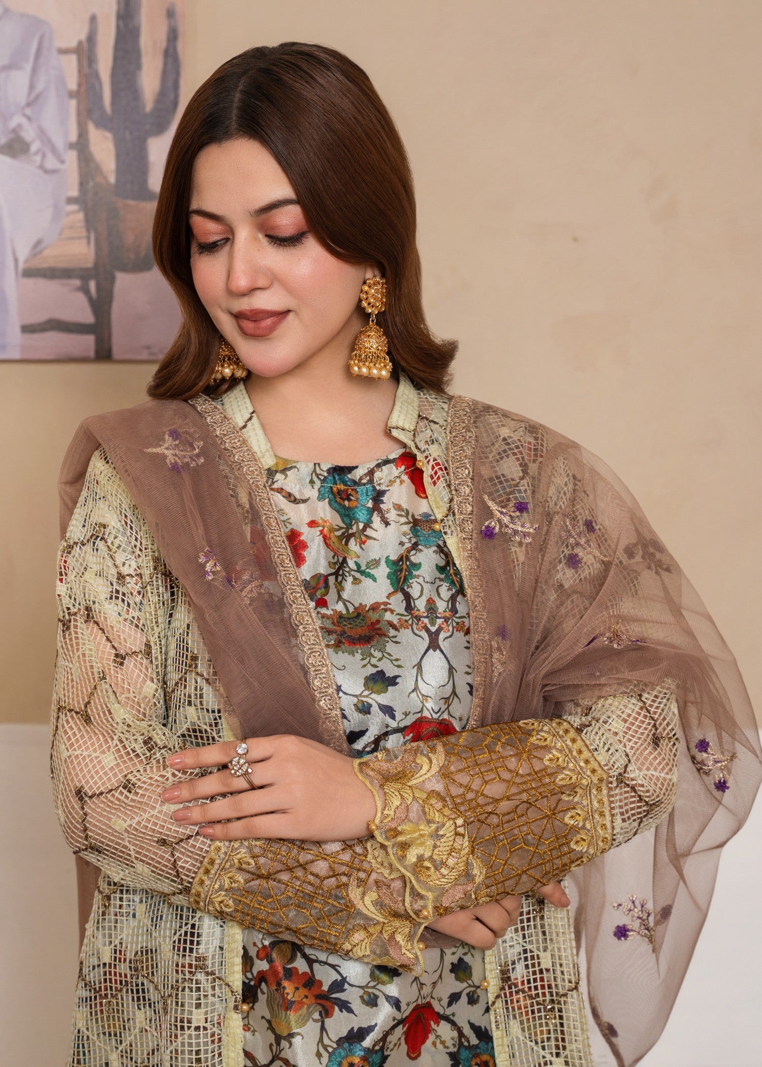 kattan silk Gown in Multi