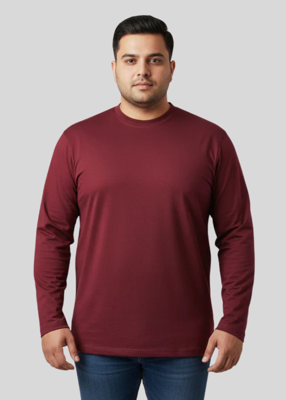 cotton jersey T Shirt in Maroon