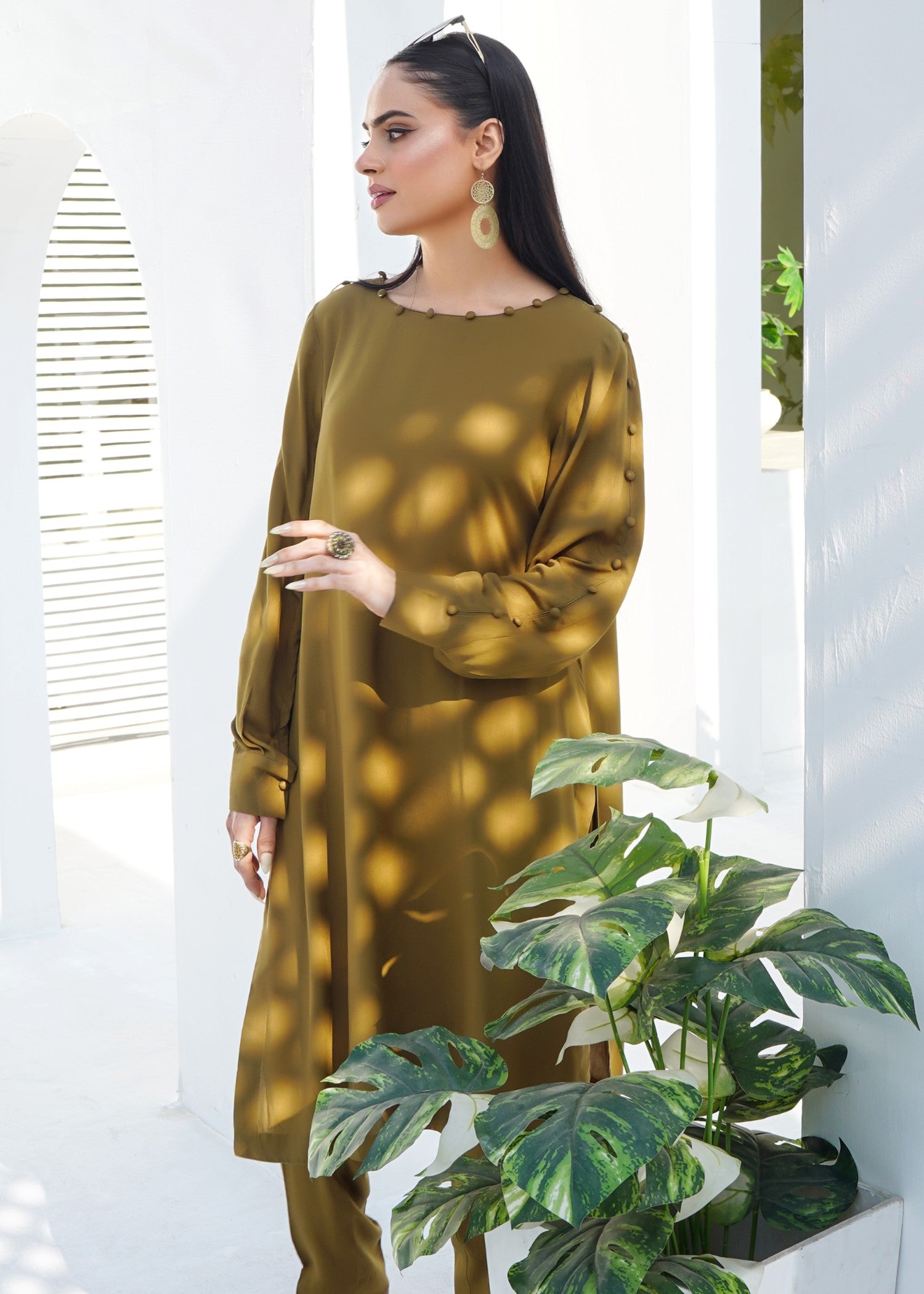 silk georgette Co Ord Sets in Olive green