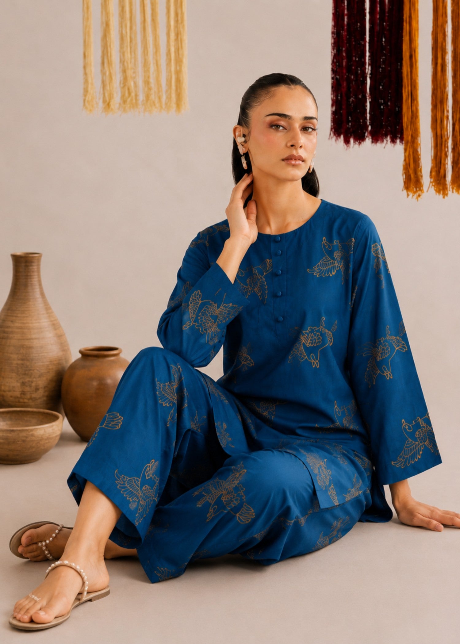 linen Co Ord Sets in Cobalt blue